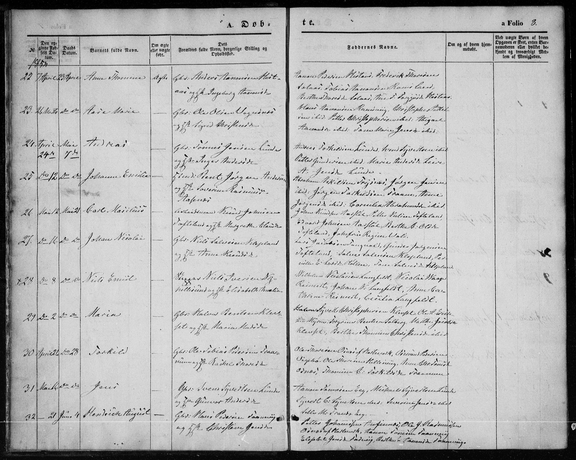 Søgne sokneprestkontor, AV/SAK-1111-0037/F/Fa/Fab/L0010: Parish register (official) no. A 10, 1853-1869, p. 8