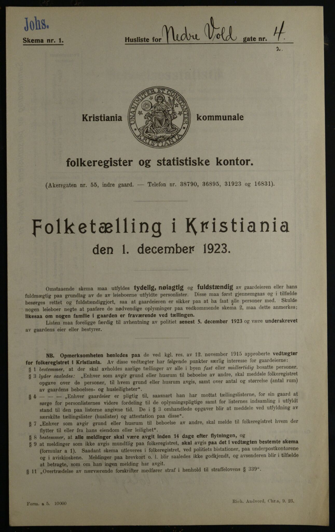 OBA, Municipal Census 1923 for Kristiania, 1923, p. 76569