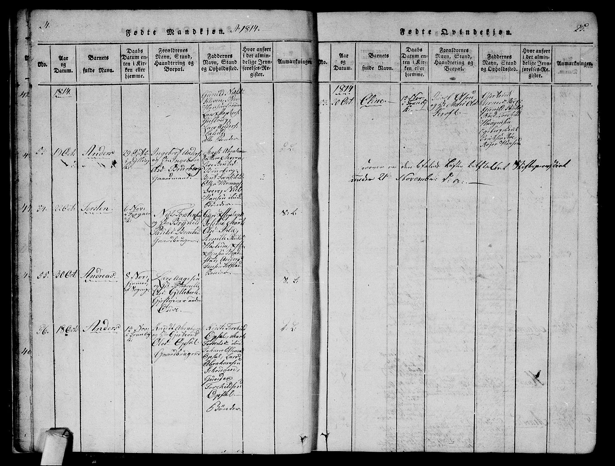 Lier kirkebøker, AV/SAKO-A-230/G/Ga/L0001: Parish register (copy) no. I 1, 1813-1824, p. 24-25