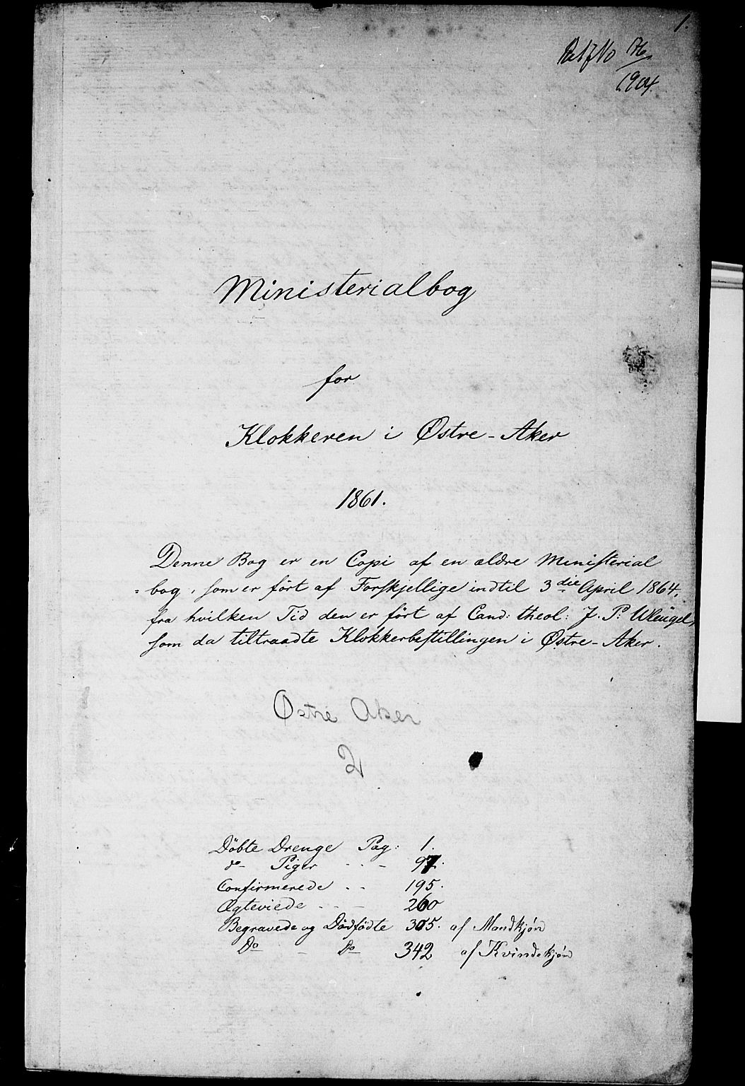 Østre Aker prestekontor Kirkebøker, AV/SAO-A-10840/G/Ga/L0002: Parish register (copy) no. I 2, 1861-1867, p. 1