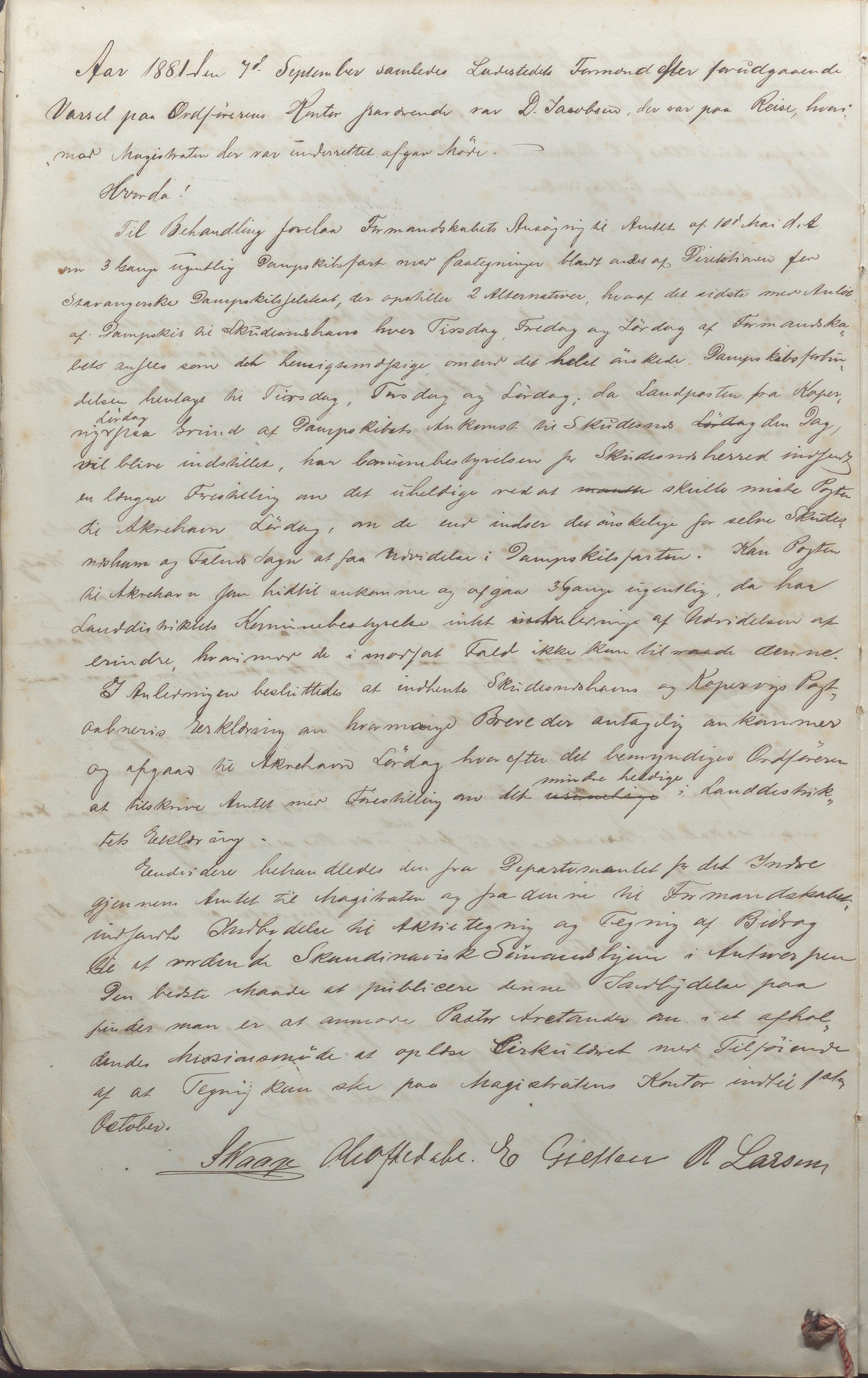 Skudeneshavn kommune - Formannskapet, IKAR/A-361/Aa/L0002: Møtebok, 1881-1903, p. 5b