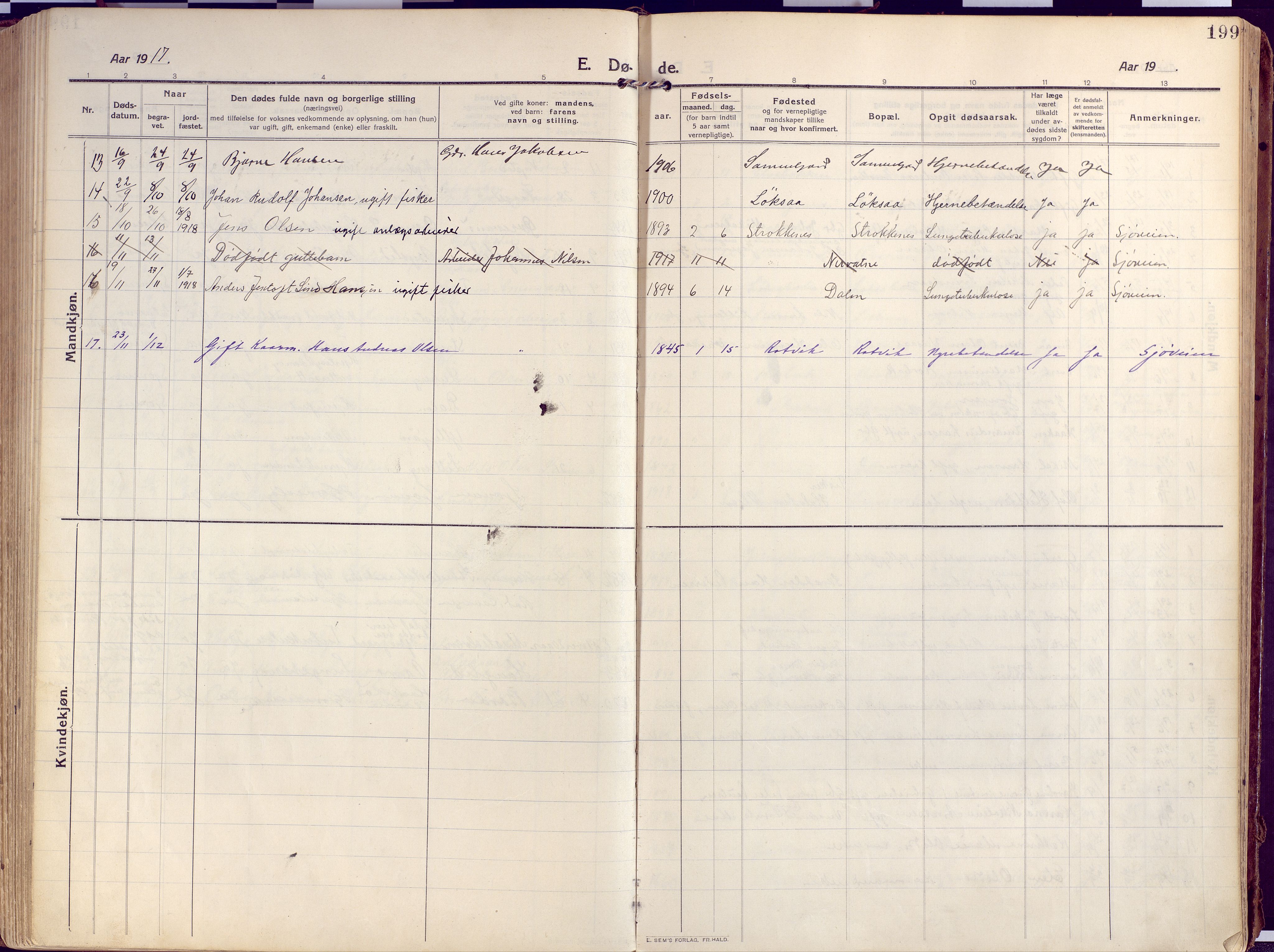 Salangen sokneprestembete, SATØ/S-1324/H/Ha/L0004kirke: Parish register (official) no. 4, 1912-1927, p. 199