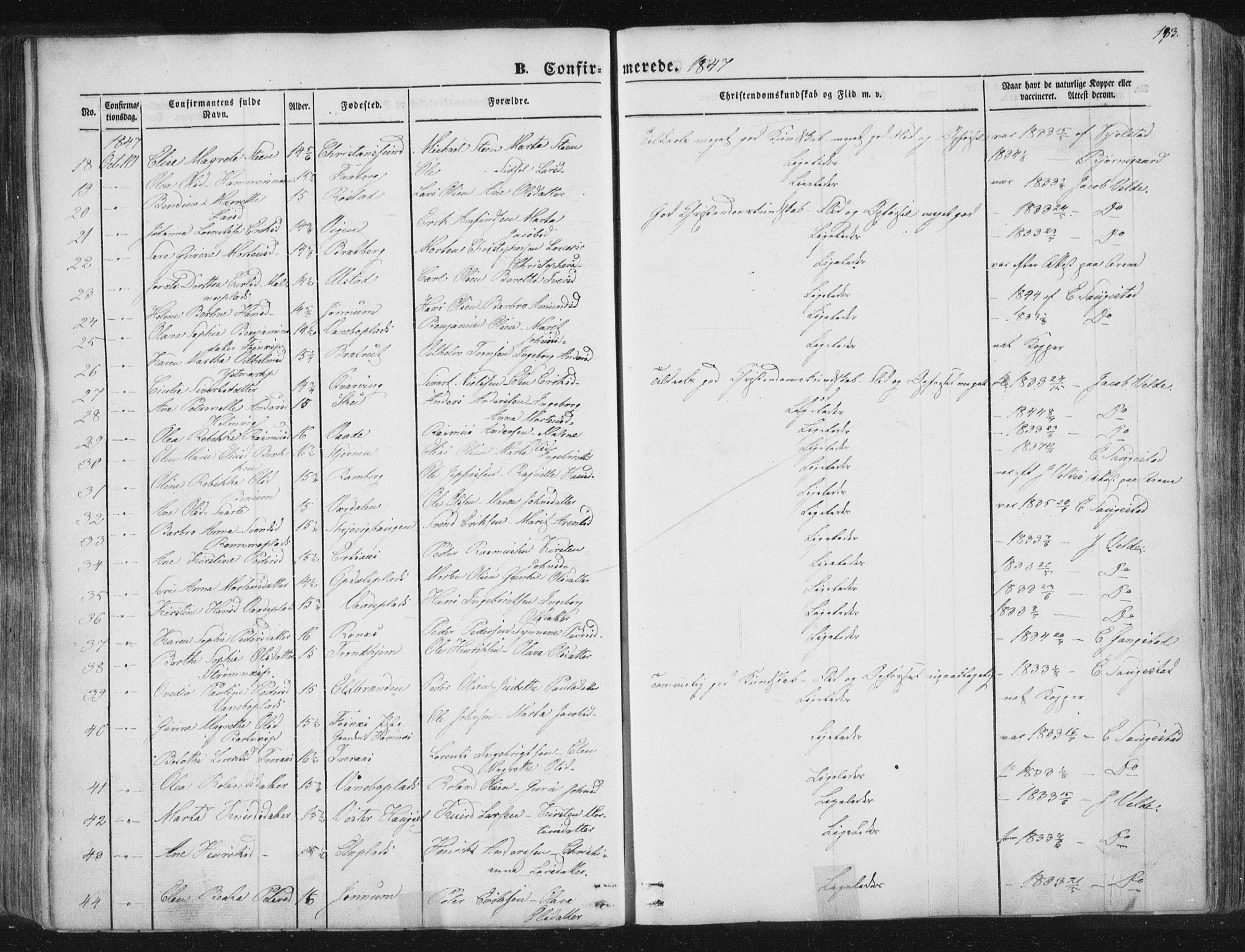 Ministerialprotokoller, klokkerbøker og fødselsregistre - Nord-Trøndelag, AV/SAT-A-1458/741/L0392: Parish register (official) no. 741A06, 1836-1848, p. 183