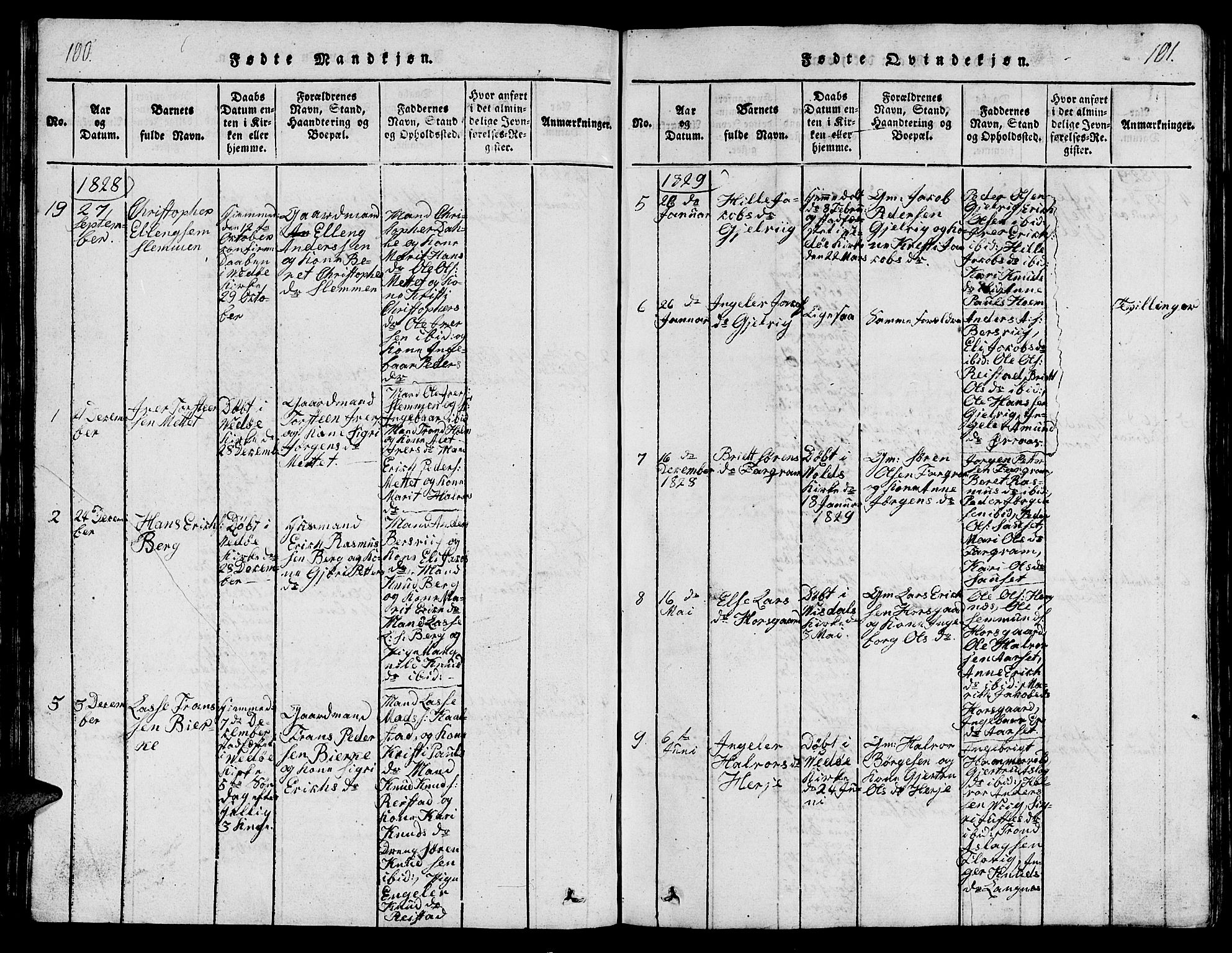 Ministerialprotokoller, klokkerbøker og fødselsregistre - Møre og Romsdal, AV/SAT-A-1454/547/L0610: Parish register (copy) no. 547C01, 1818-1839, p. 100-101