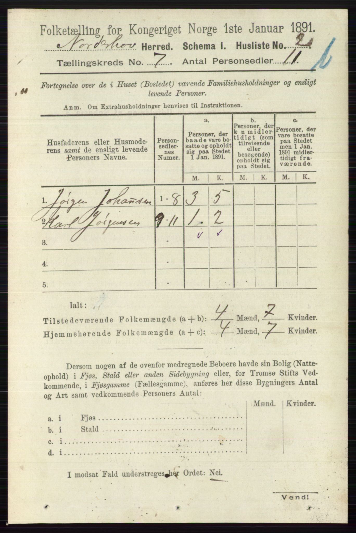 RA, 1891 census for 0613 Norderhov, 1891, p. 5044