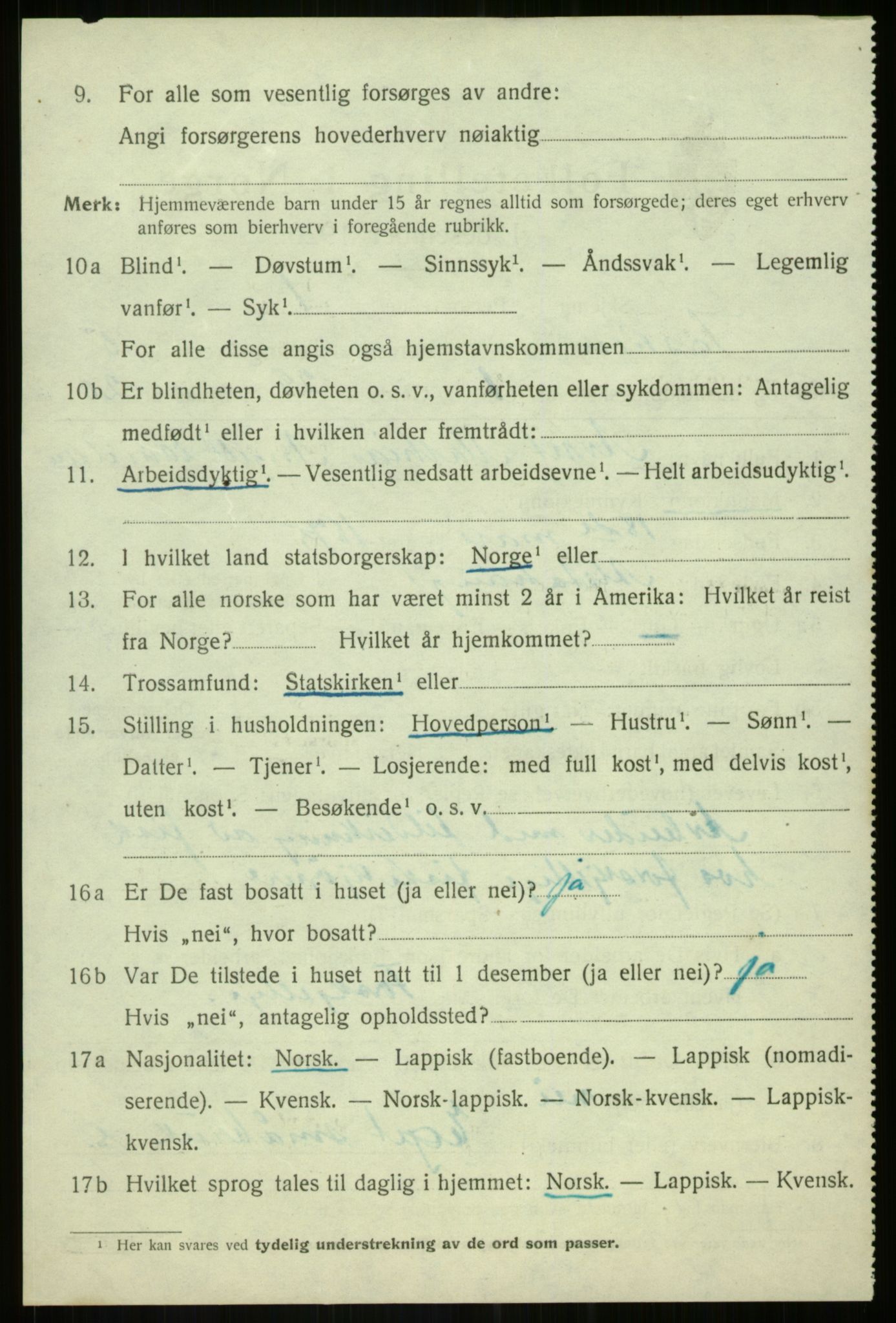 SATØ, 1920 census for Torsken, 1920, p. 1989