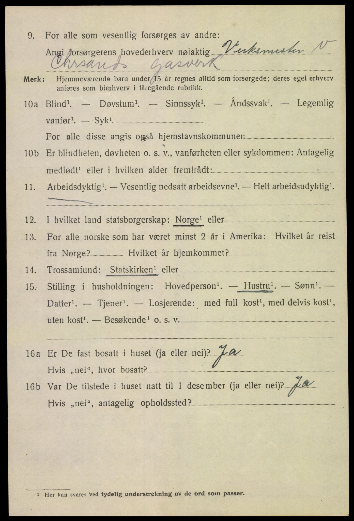 SAK, 1920 census for Kristiansand, 1920, p. 11884