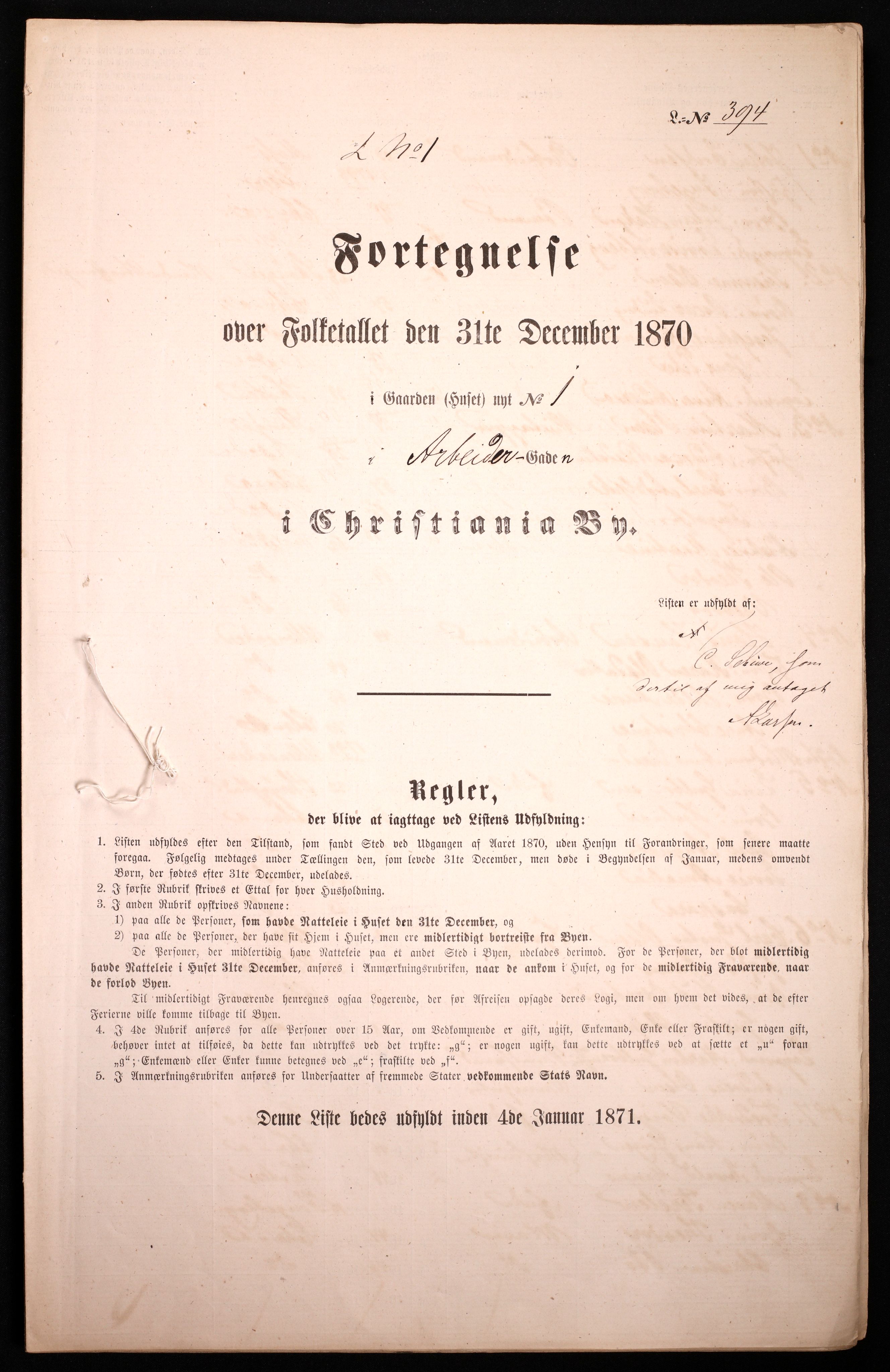 RA, 1870 census for 0301 Kristiania, 1870, p. 276