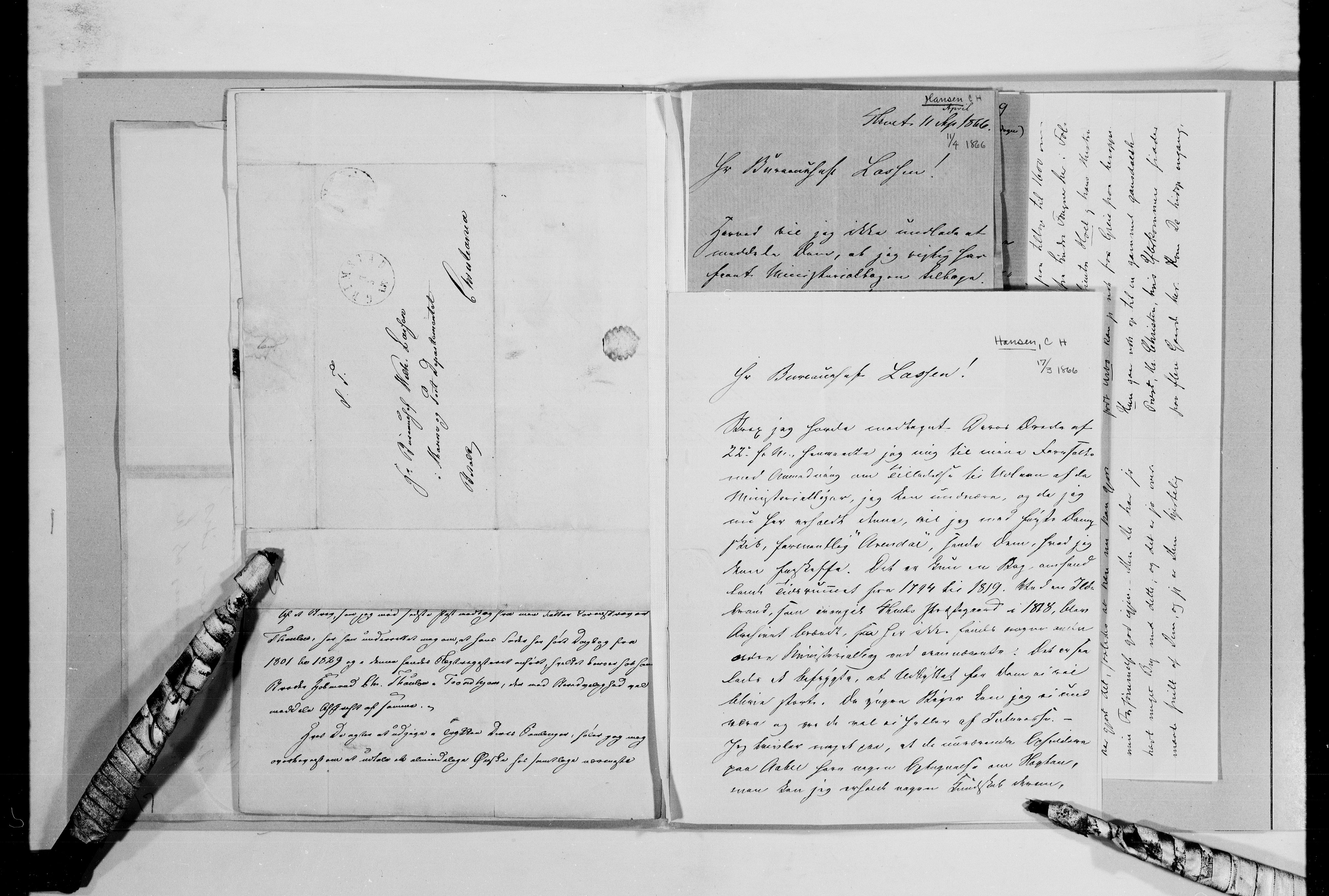 Lassens samlinger, AV/RA-PA-0051/G/L0098: Alfabetisk ordnede brev til Wilhelm Lassen: Hagemann - Jørgensen, 1815-1907, p. 30