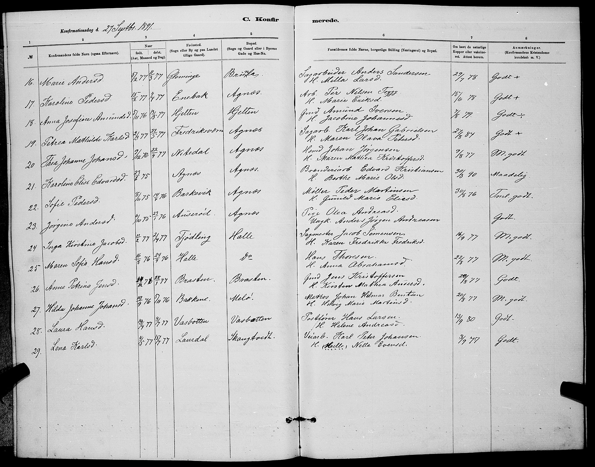 Brunlanes kirkebøker, SAKO/A-342/G/Ga/L0003: Parish register (copy) no. I 3, 1877-1898