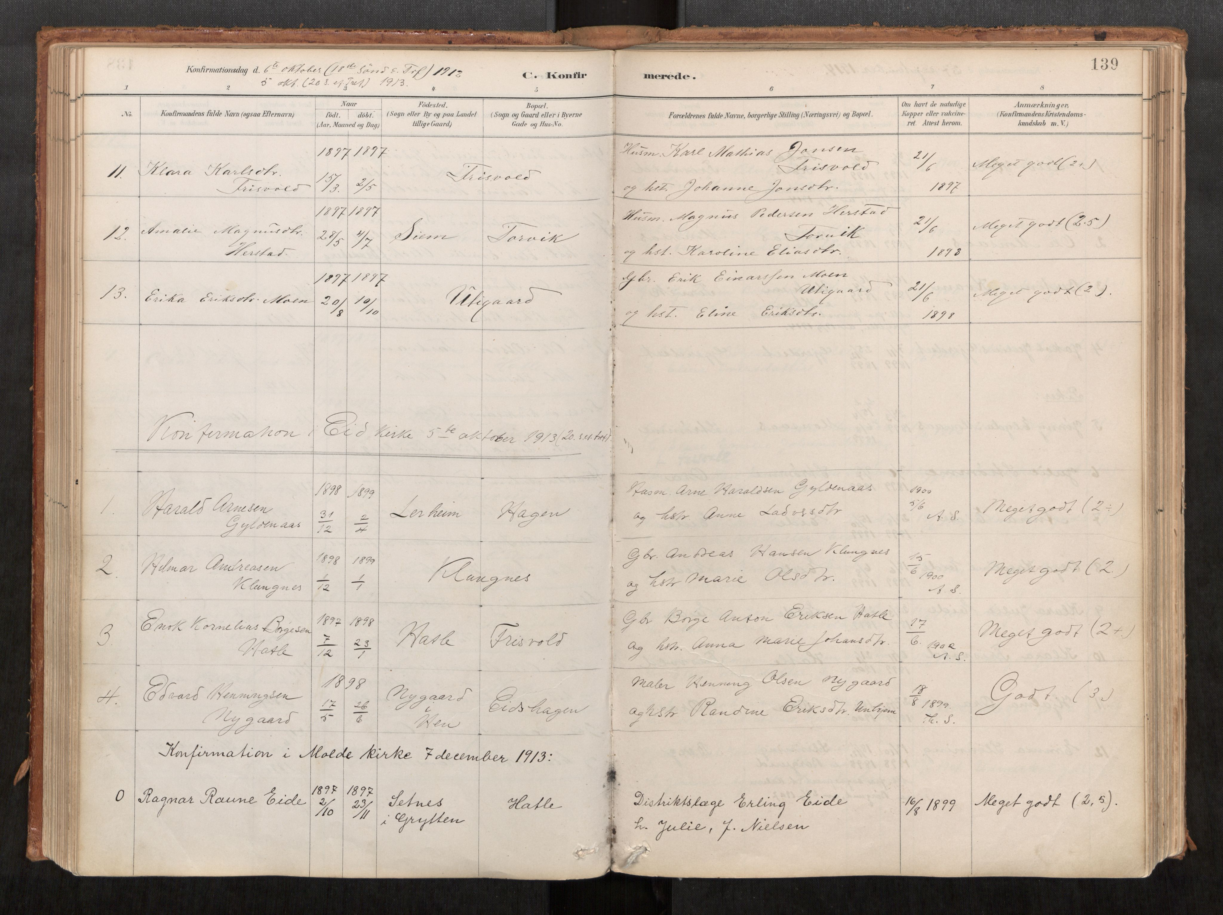 Ministerialprotokoller, klokkerbøker og fødselsregistre - Møre og Romsdal, AV/SAT-A-1454/542/L0553: Parish register (official) no. 542A03, 1885-1925, p. 139