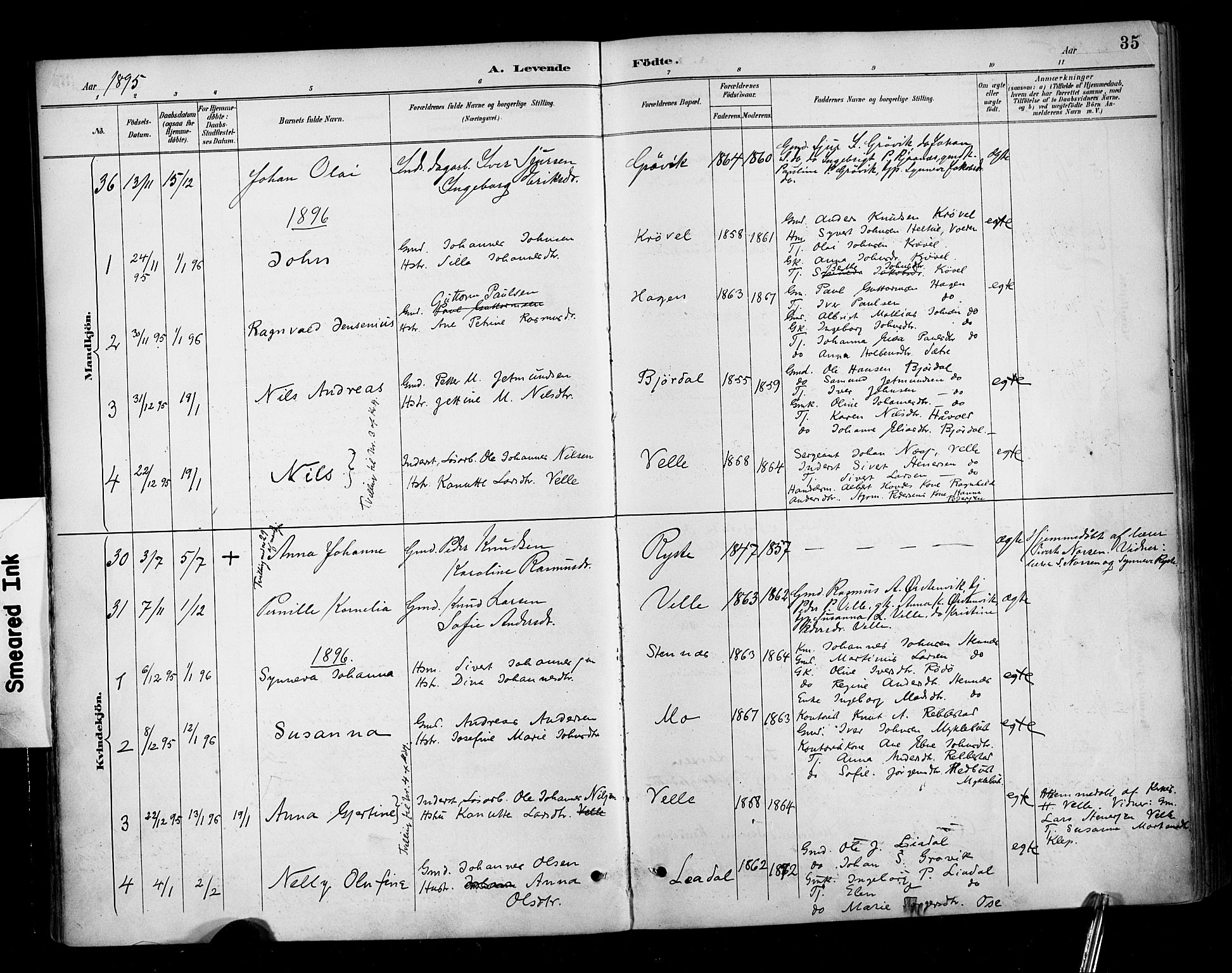 Ministerialprotokoller, klokkerbøker og fødselsregistre - Møre og Romsdal, AV/SAT-A-1454/513/L0177: Parish register (official) no. 513A04, 1890-1906, p. 35