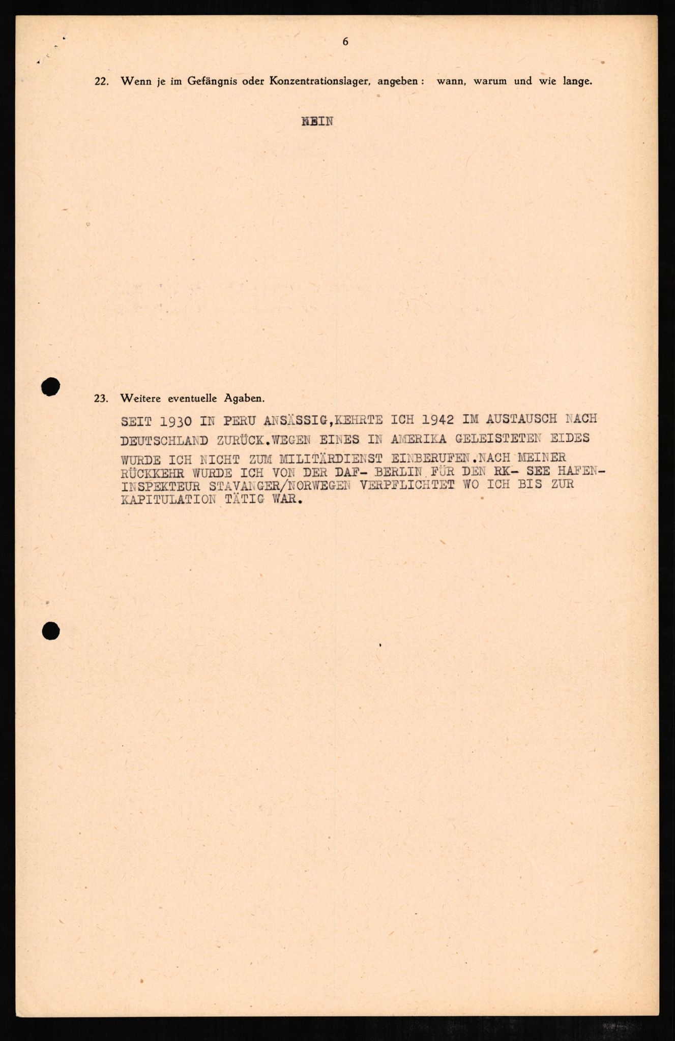 Forsvaret, Forsvarets overkommando II, RA/RAFA-3915/D/Db/L0006: CI Questionaires. Tyske okkupasjonsstyrker i Norge. Tyskere., 1945-1946, p. 64