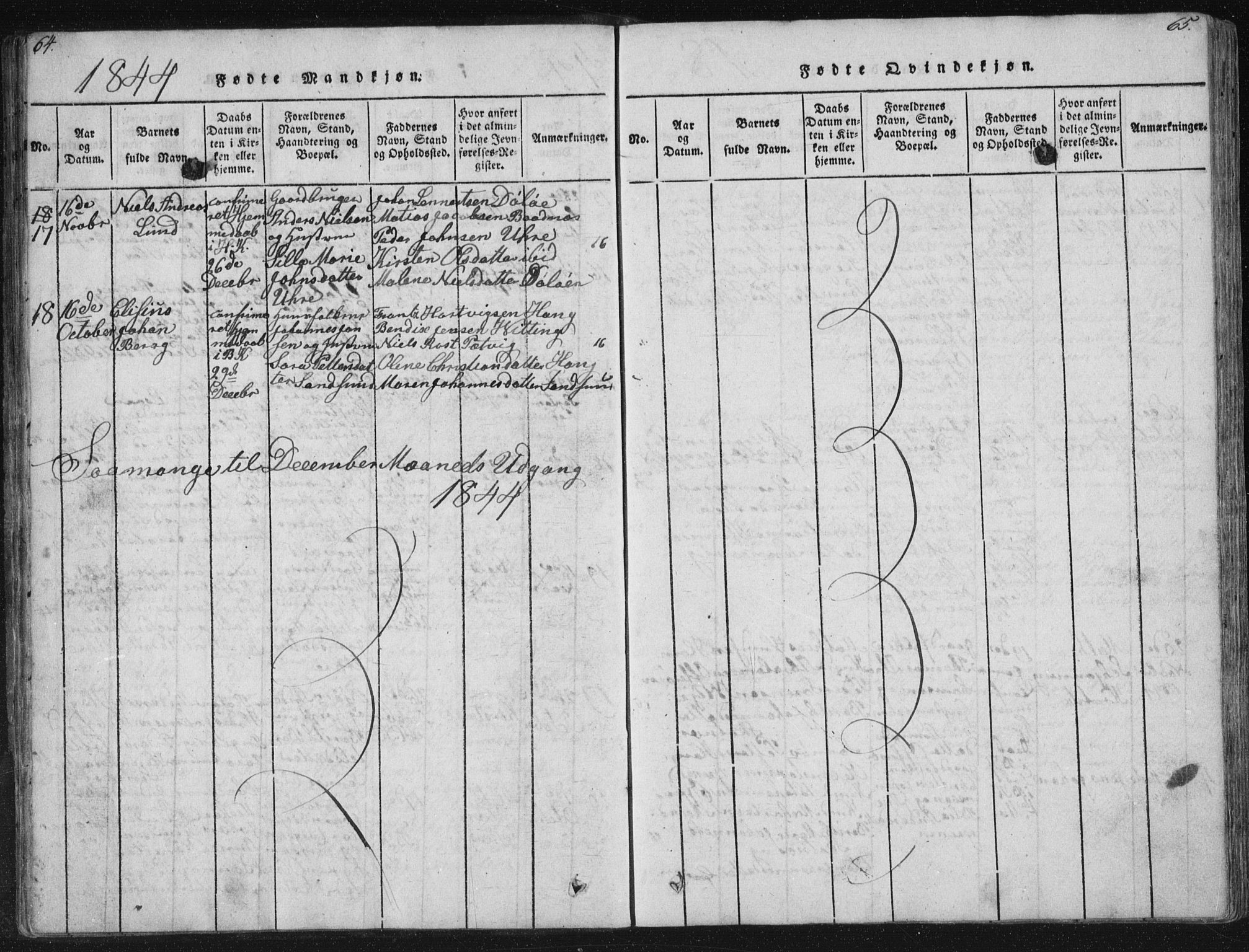 Ministerialprotokoller, klokkerbøker og fødselsregistre - Nordland, AV/SAT-A-1459/881/L1164: Parish register (copy) no. 881C01, 1818-1853, p. 64-65