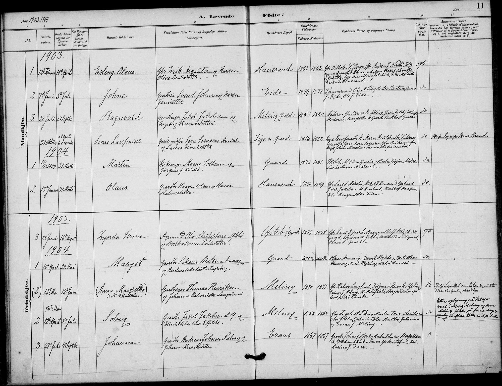 Finnøy sokneprestkontor, SAST/A-101825/H/Ha/Haa/L0012: Parish register (official) no. A 12, 1889-1917, p. 11