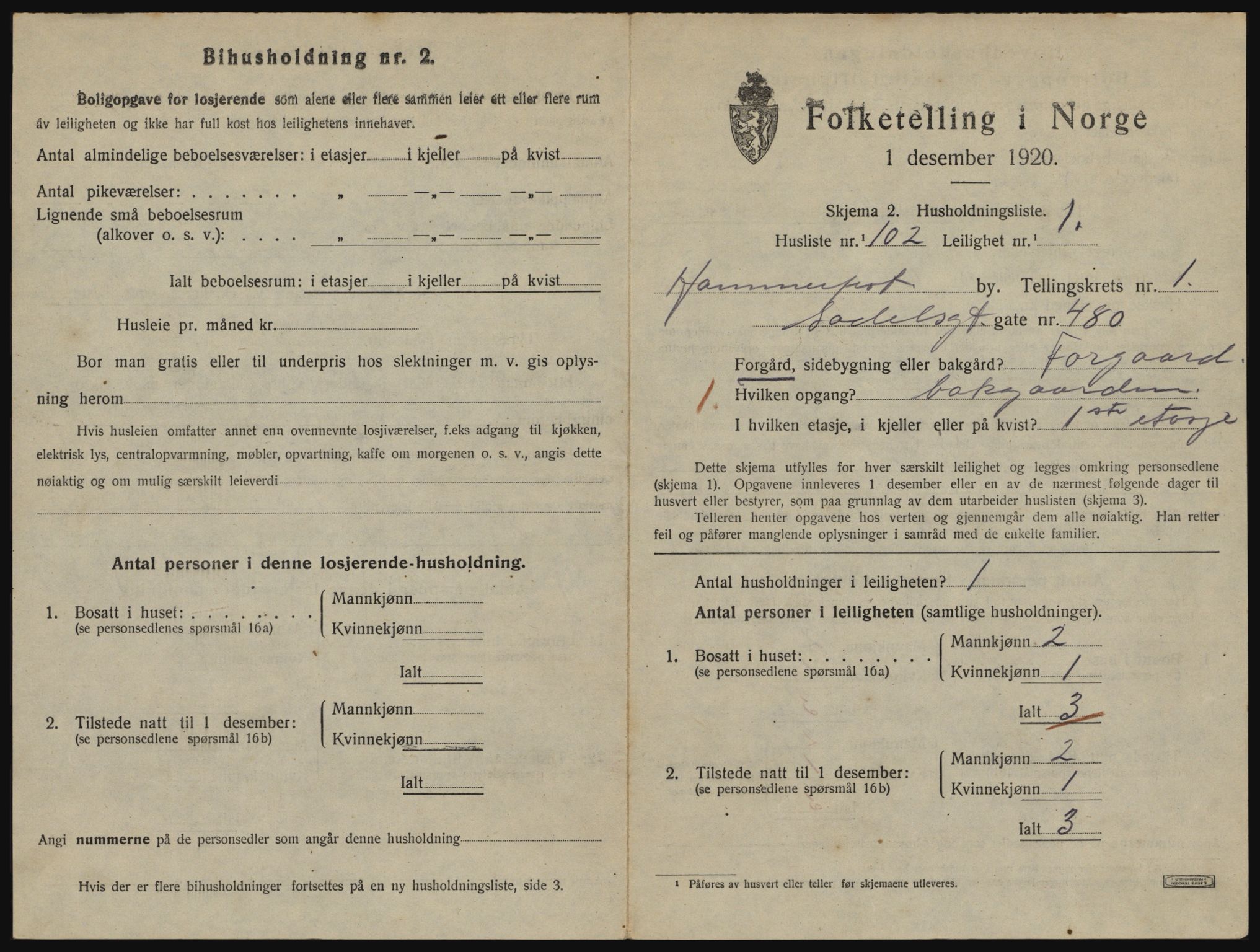 SATØ, 1920 census for Hammerfest, 1920, p. 1346