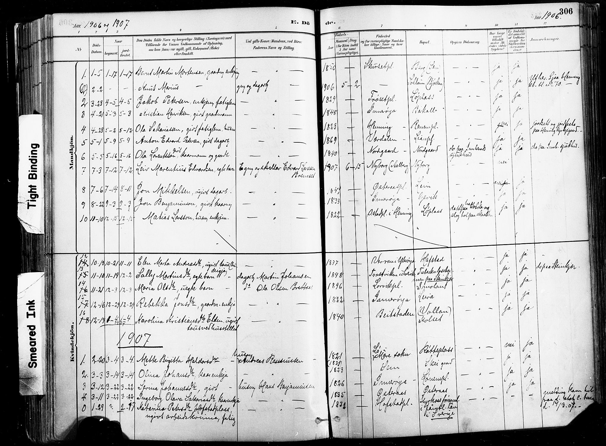 Ministerialprotokoller, klokkerbøker og fødselsregistre - Nord-Trøndelag, AV/SAT-A-1458/735/L0351: Parish register (official) no. 735A10, 1884-1908, p. 306