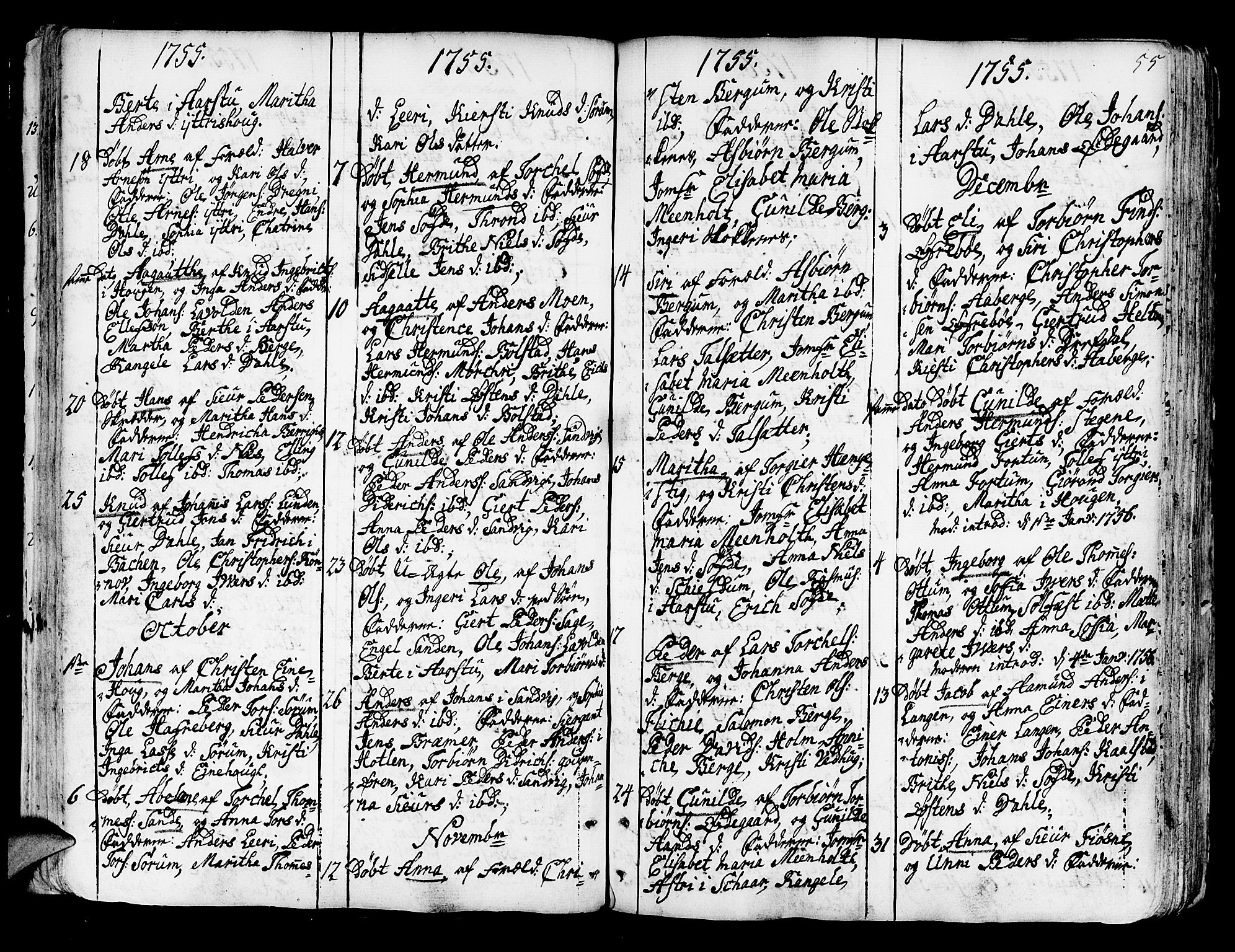 Luster sokneprestembete, SAB/A-81101/H/Haa/Haaa/L0001: Parish register (official) no. A 1, 1731-1803, p. 55