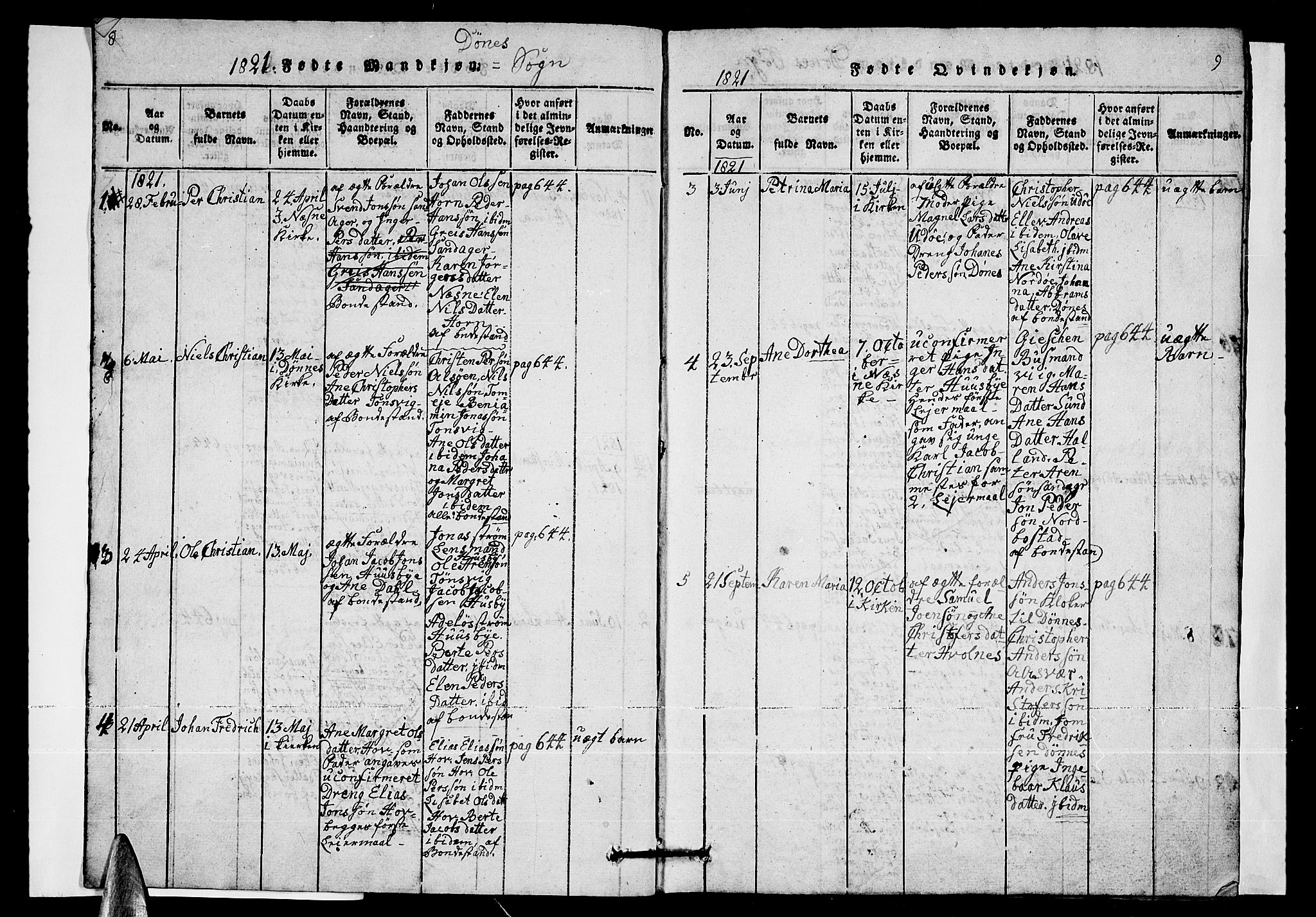 Ministerialprotokoller, klokkerbøker og fødselsregistre - Nordland, SAT/A-1459/835/L0529: Parish register (copy) no. 835C01, 1820-1828, p. 8-9
