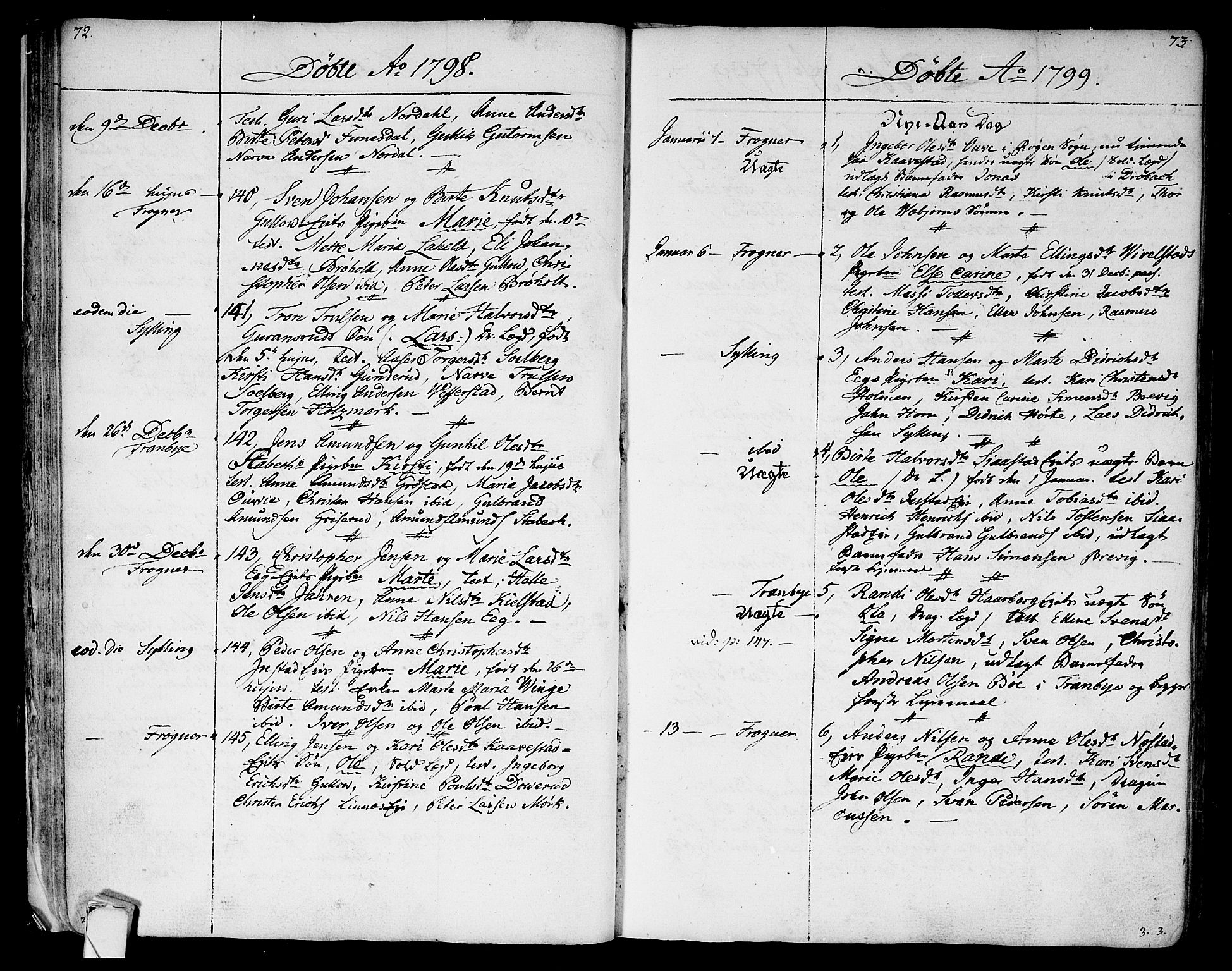 Lier kirkebøker, SAKO/A-230/F/Fa/L0007: Parish register (official) no. I 7, 1794-1813, p. 72-73