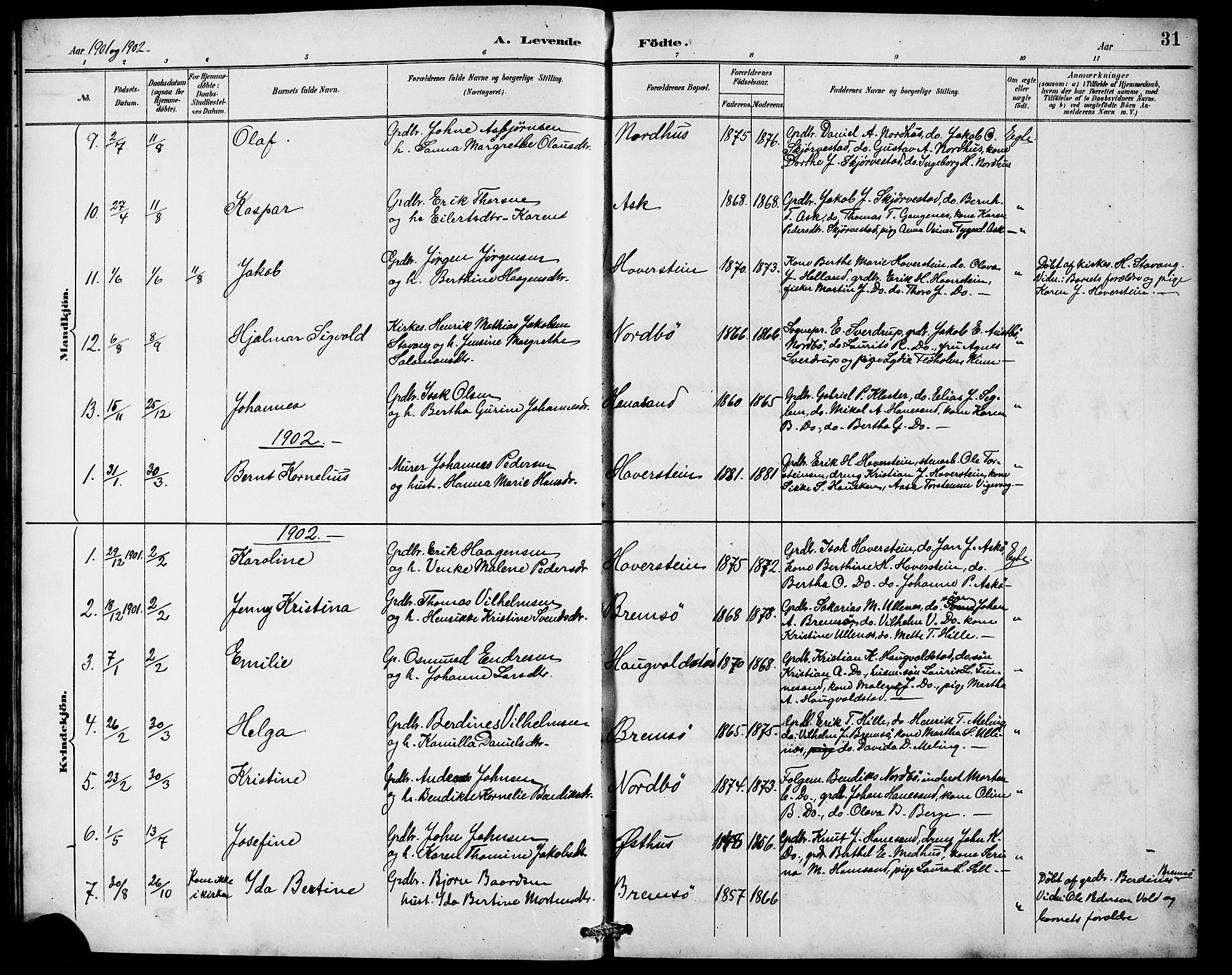 Rennesøy sokneprestkontor, SAST/A -101827/H/Ha/Hab/L0010: Parish register (copy) no. B 9, 1890-1918, p. 31