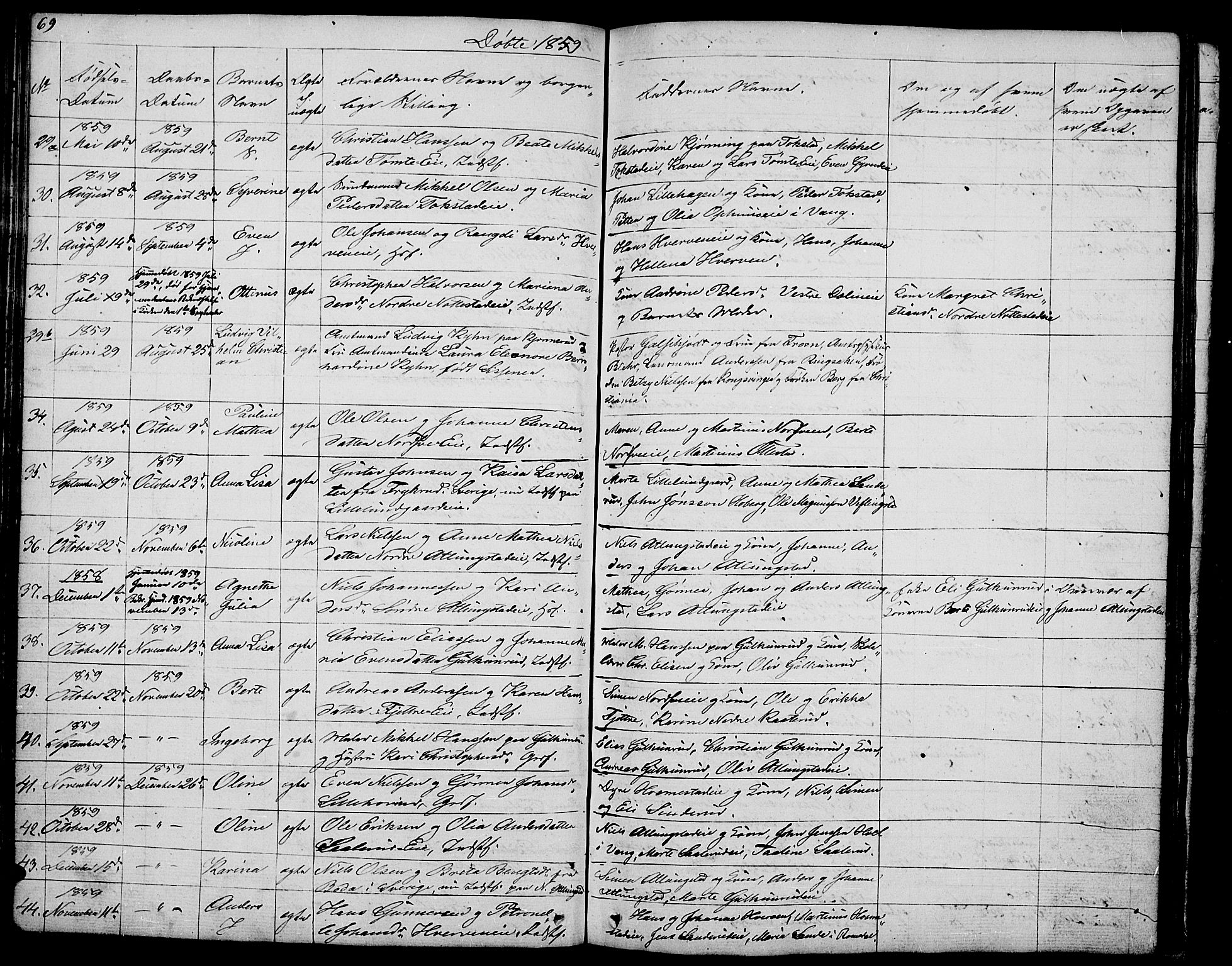 Stange prestekontor, AV/SAH-PREST-002/L/L0002: Parish register (copy) no. 2, 1838-1879, p. 69