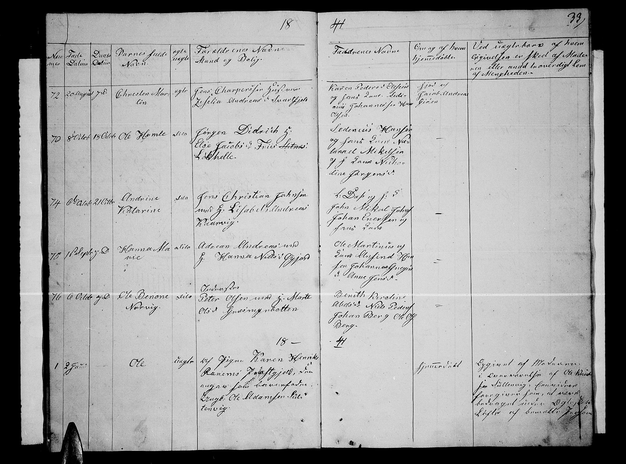 Lenvik sokneprestembete, AV/SATØ-S-1310/H/Ha/Hab/L0002klokker: Parish register (copy) no. 2, 1838-1843, p. 33