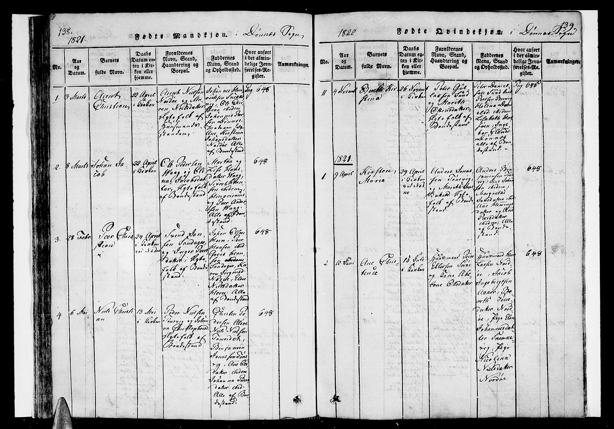 Ministerialprotokoller, klokkerbøker og fødselsregistre - Nordland, AV/SAT-A-1459/838/L0547: Parish register (official) no. 838A05 /2, 1820-1828, p. 138-139