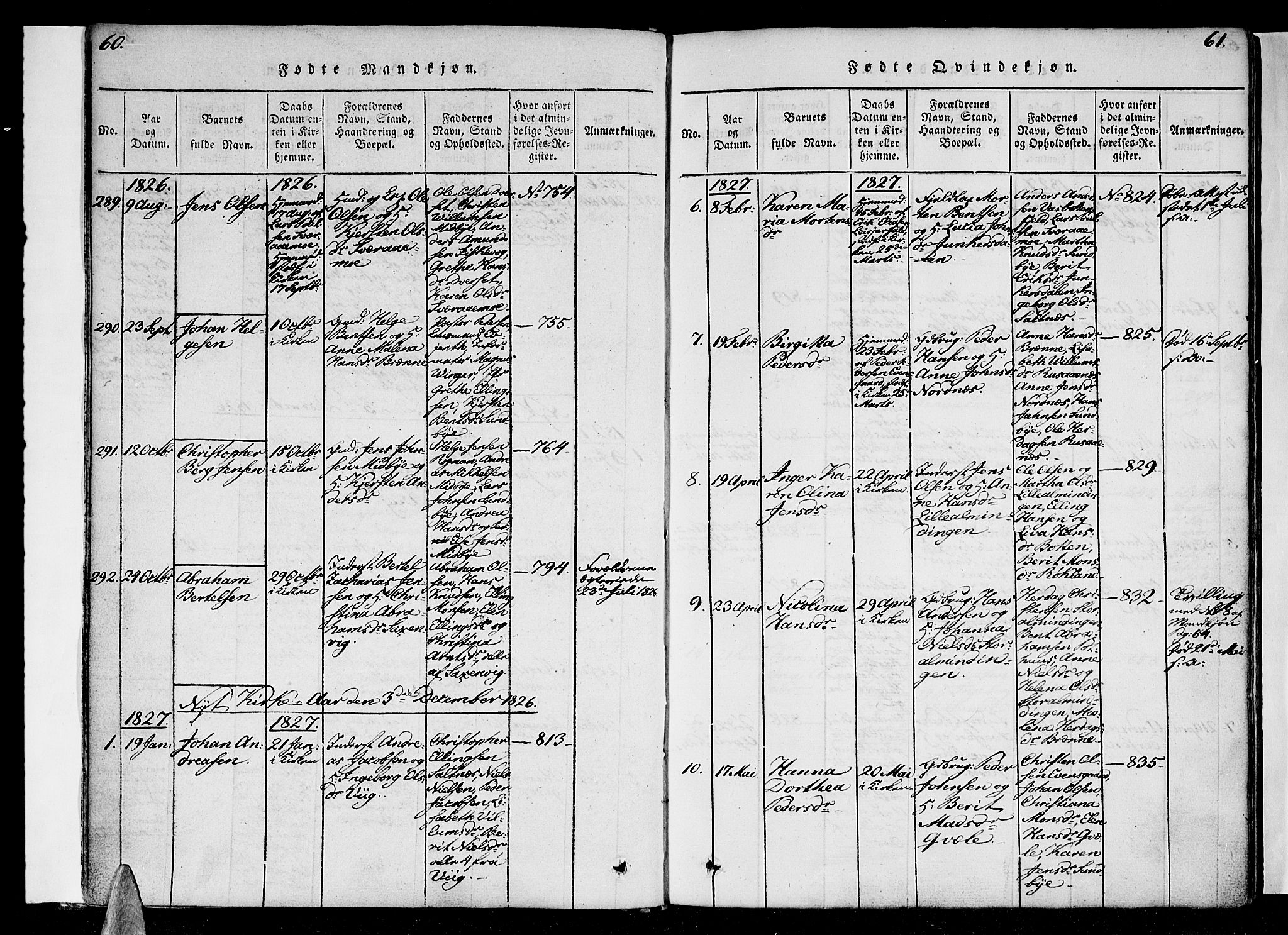 Ministerialprotokoller, klokkerbøker og fødselsregistre - Nordland, SAT/A-1459/847/L0665: Parish register (official) no. 847A05, 1818-1841, p. 60-61