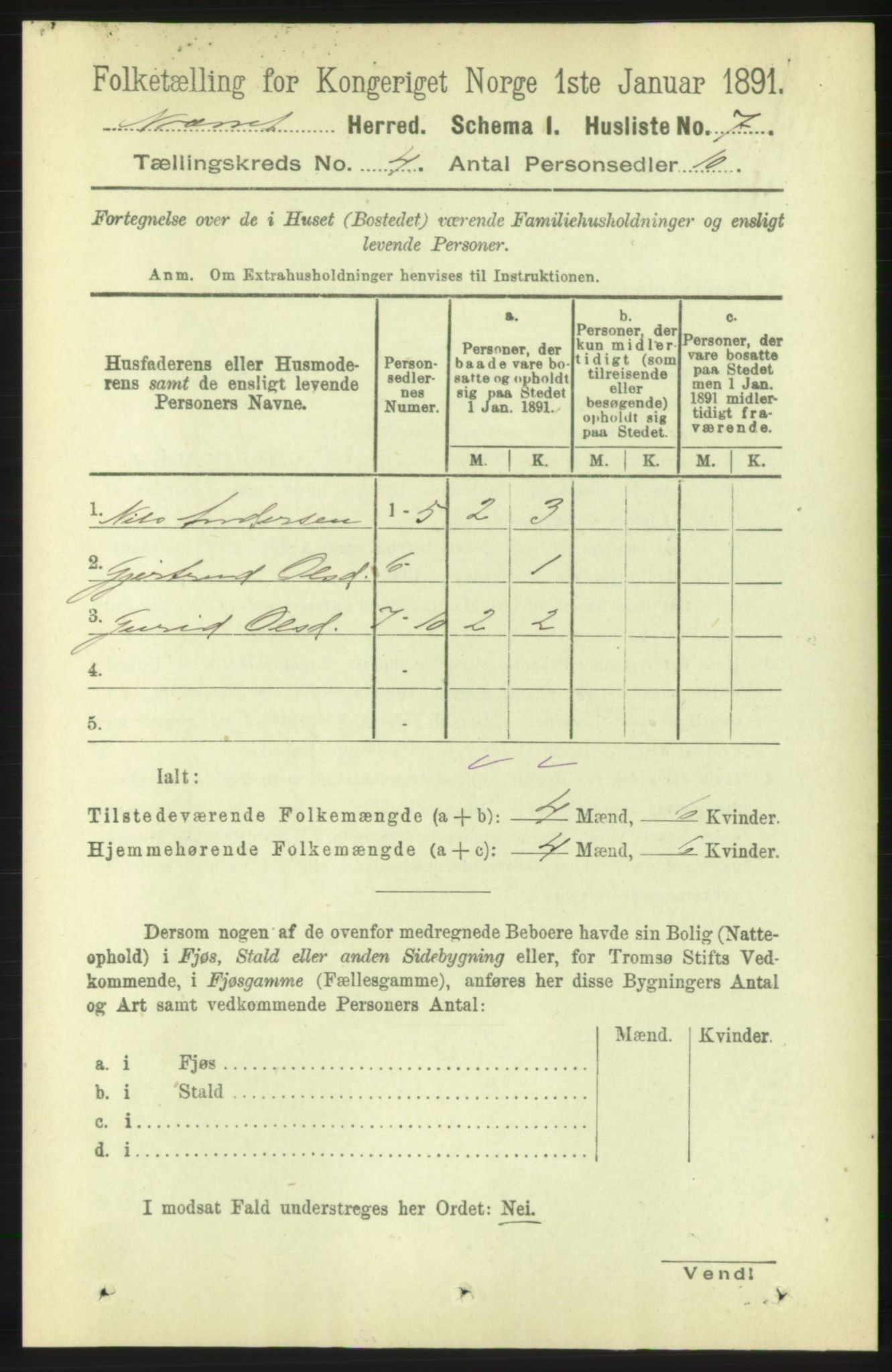 RA, 1891 census for 1543 Nesset, 1891, p. 1641