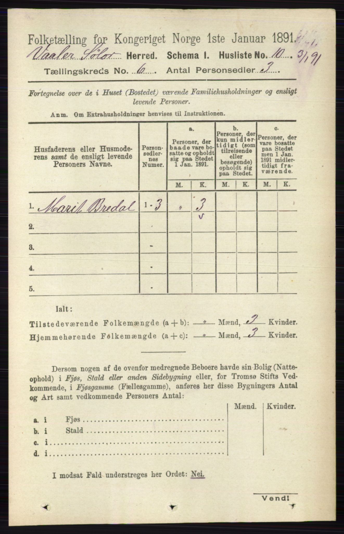 RA, 1891 census for 0426 Våler, 1891, p. 2402