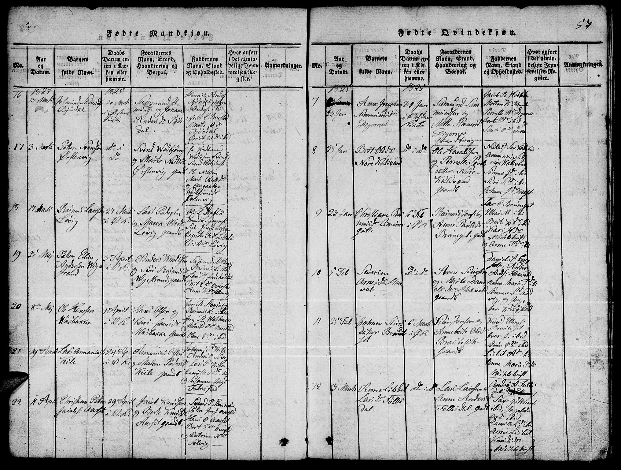 Ministerialprotokoller, klokkerbøker og fødselsregistre - Møre og Romsdal, AV/SAT-A-1454/511/L0155: Parish register (copy) no. 511C01, 1817-1829, p. 57