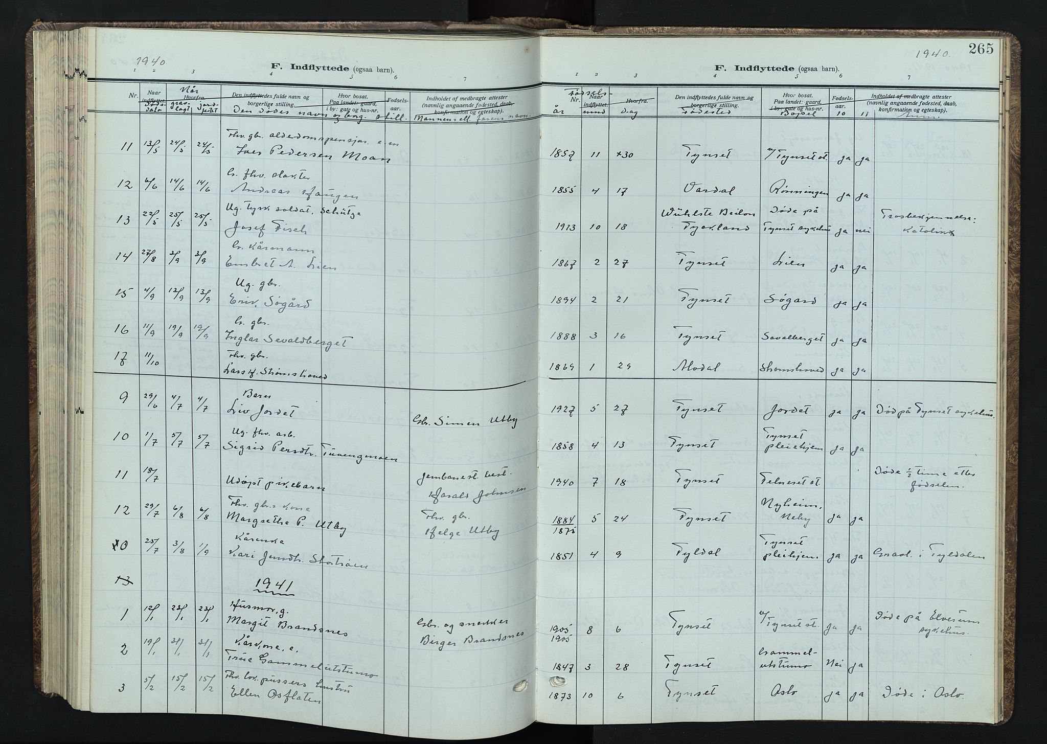 Tynset prestekontor, AV/SAH-PREST-058/H/Ha/Hab/L0012: Parish register (copy) no. 12, 1930-1944, p. 265