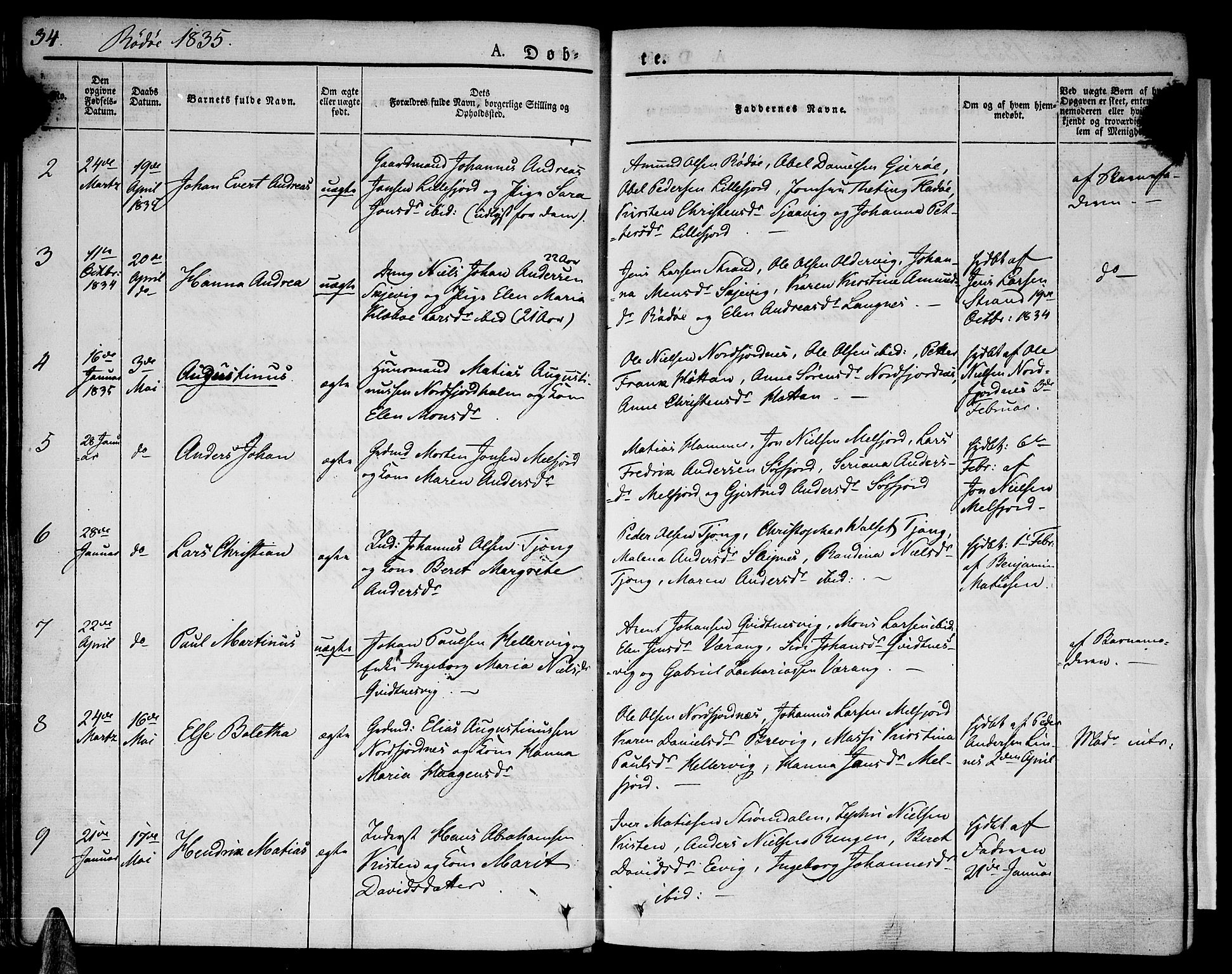 Ministerialprotokoller, klokkerbøker og fødselsregistre - Nordland, AV/SAT-A-1459/841/L0598: Parish register (official) no. 841A06 /1, 1825-1844, p. 34