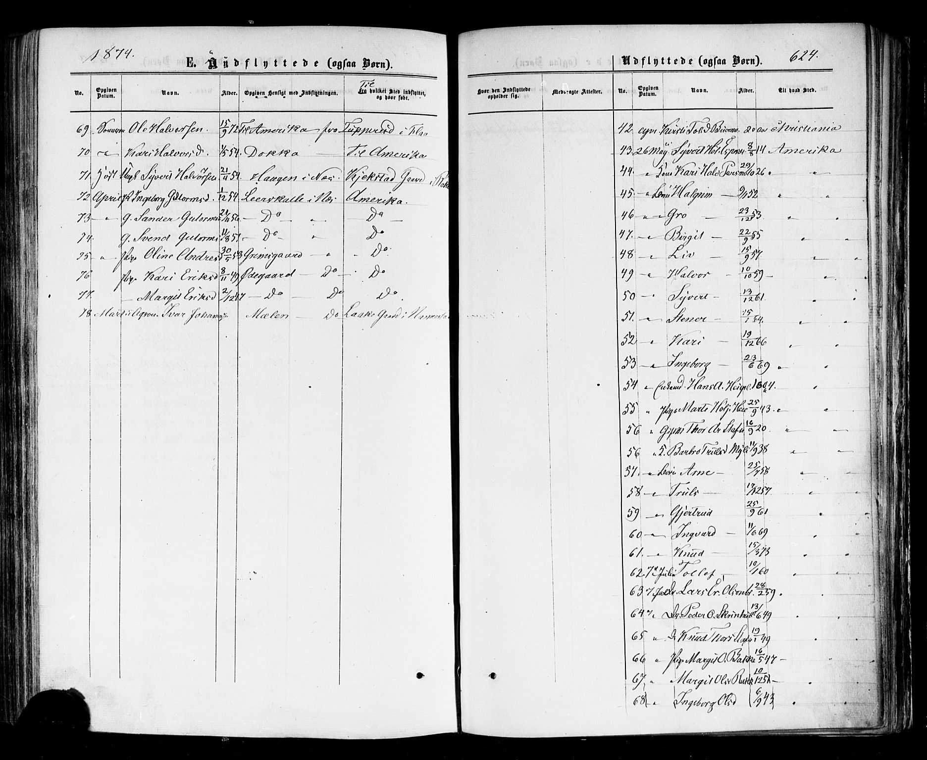 Nes kirkebøker, AV/SAKO-A-236/F/Fa/L0010: Parish register (official) no. 10, 1864-1880, p. 624