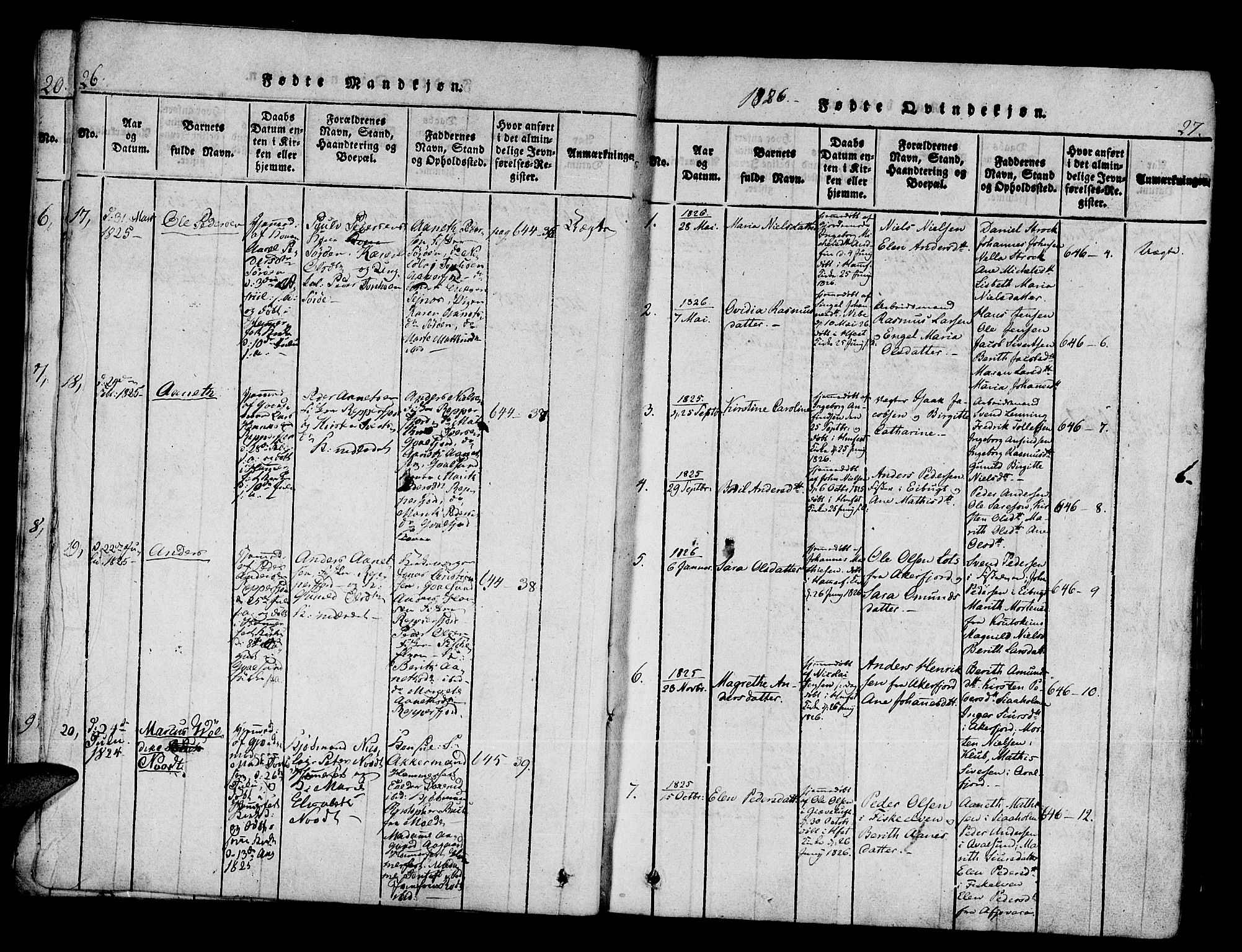 Hammerfest sokneprestkontor, SATØ/S-1347/H/Ha/L0003.kirke: Parish register (official) no. 3, 1821-1842, p. 26-27