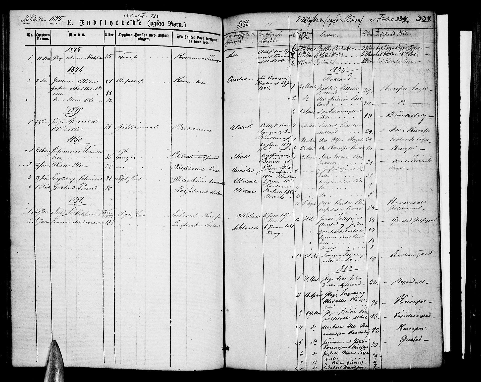 Åmli sokneprestkontor, SAK/1111-0050/F/Fa/Fac/L0007: Parish register (official) no. A 7 /2, 1829-1851, p. 334