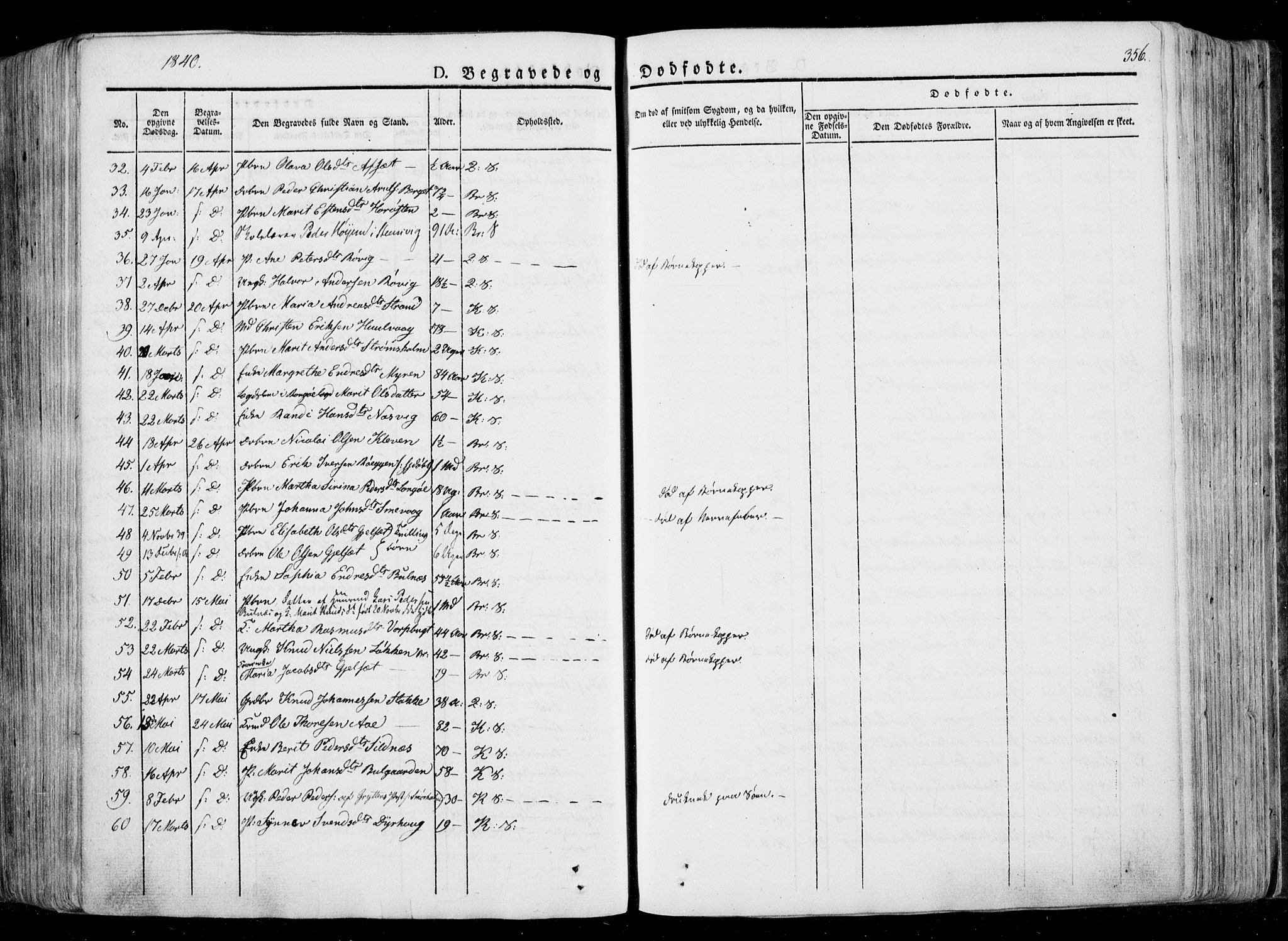 Ministerialprotokoller, klokkerbøker og fødselsregistre - Møre og Romsdal, AV/SAT-A-1454/568/L0803: Parish register (official) no. 568A10, 1830-1853, p. 356