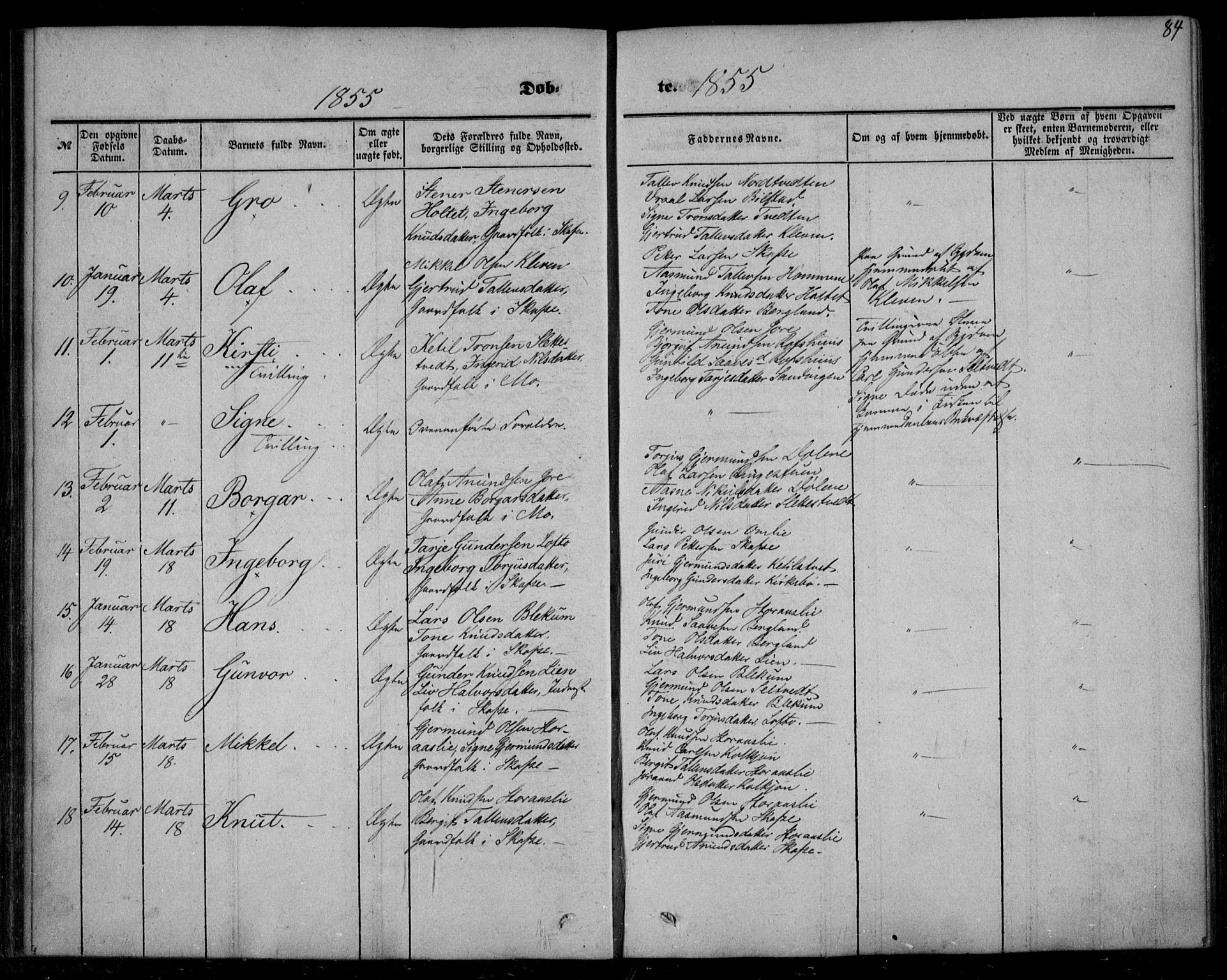 Mo kirkebøker, SAKO/A-286/F/Fa/L0005: Parish register (official) no. I 5, 1844-1864, p. 84