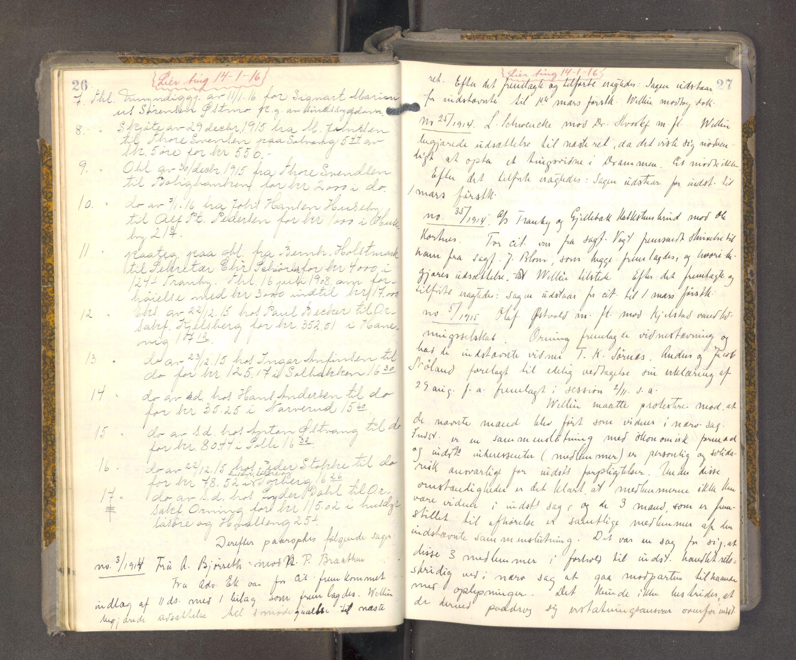 Lier, Røyken og Hurum sorenskriveri, AV/SAKO-A-89/F/Fa/L0098: Tingbok, 1915-1918, p. 26-27