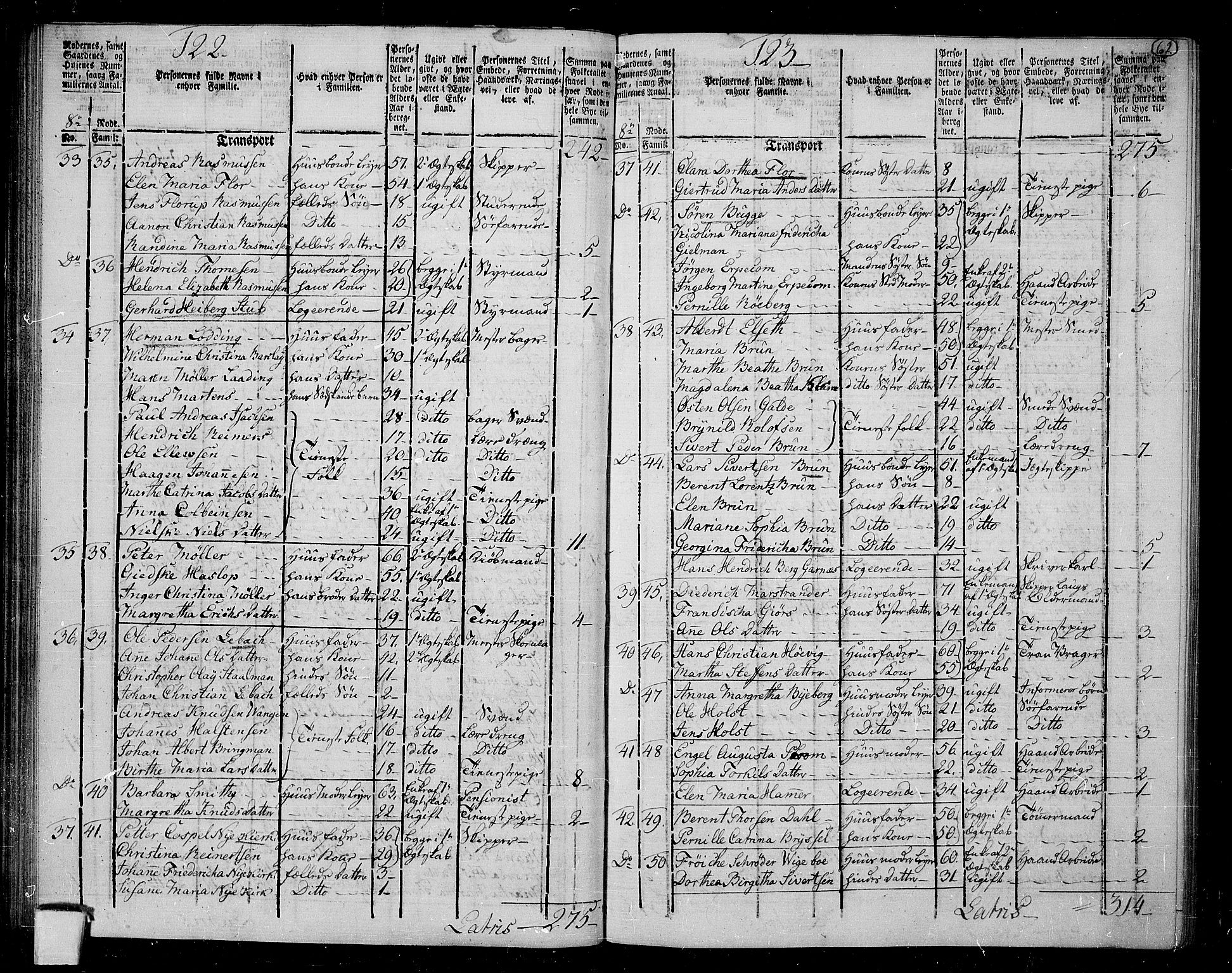 RA, 1801 census for 1301 Bergen, 1801, p. 61b-62a