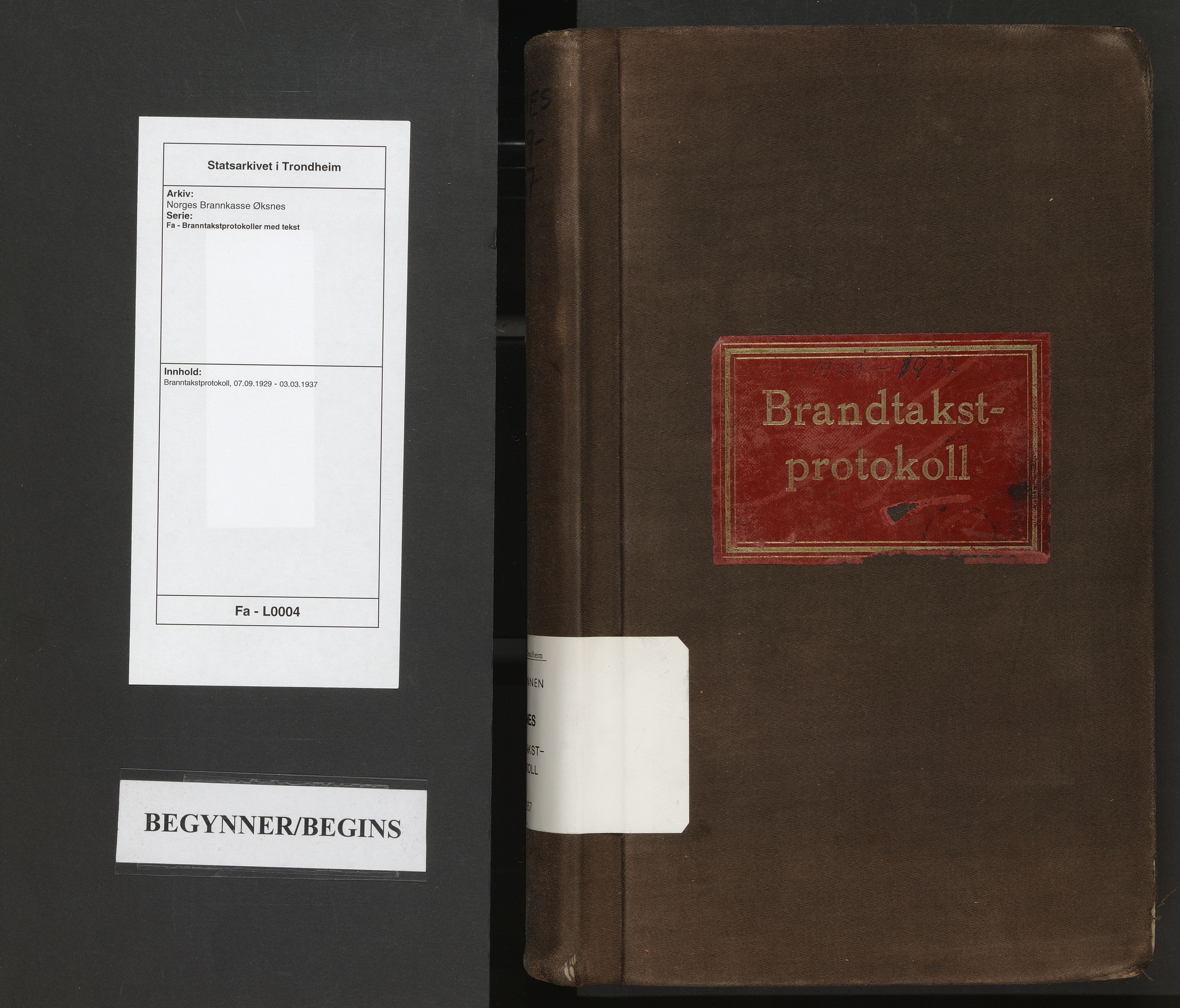 Norges Brannkasse Øksnes, SAT/A-5589/Fa/L0004: Branntakstprotokoll, 1929-1937