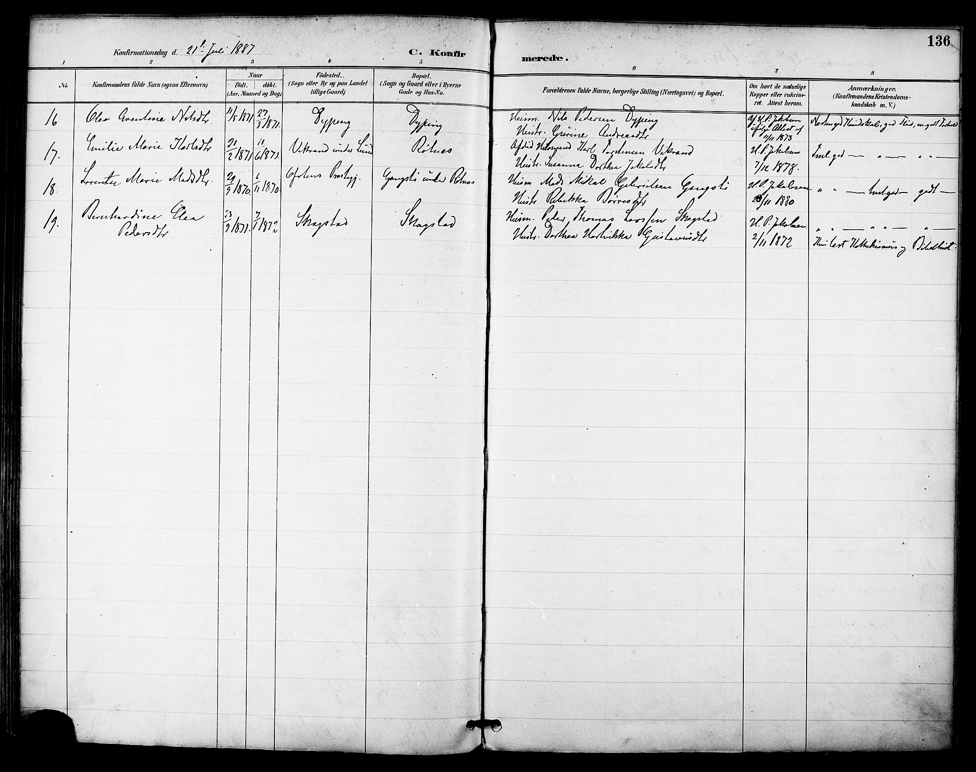 Ministerialprotokoller, klokkerbøker og fødselsregistre - Nordland, AV/SAT-A-1459/855/L0803: Parish register (official) no. 855A11, 1887-1905, p. 136