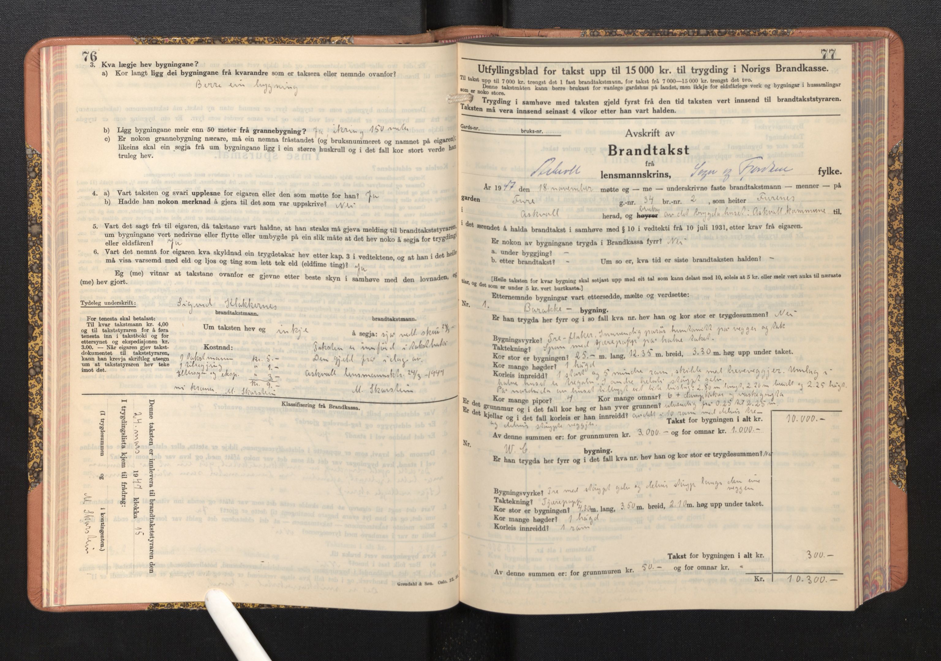 Lensmannen i Askvoll, AV/SAB-A-26301/0012/L0005: Branntakstprotokoll, skjematakst, 1940-1949, p. 76-77