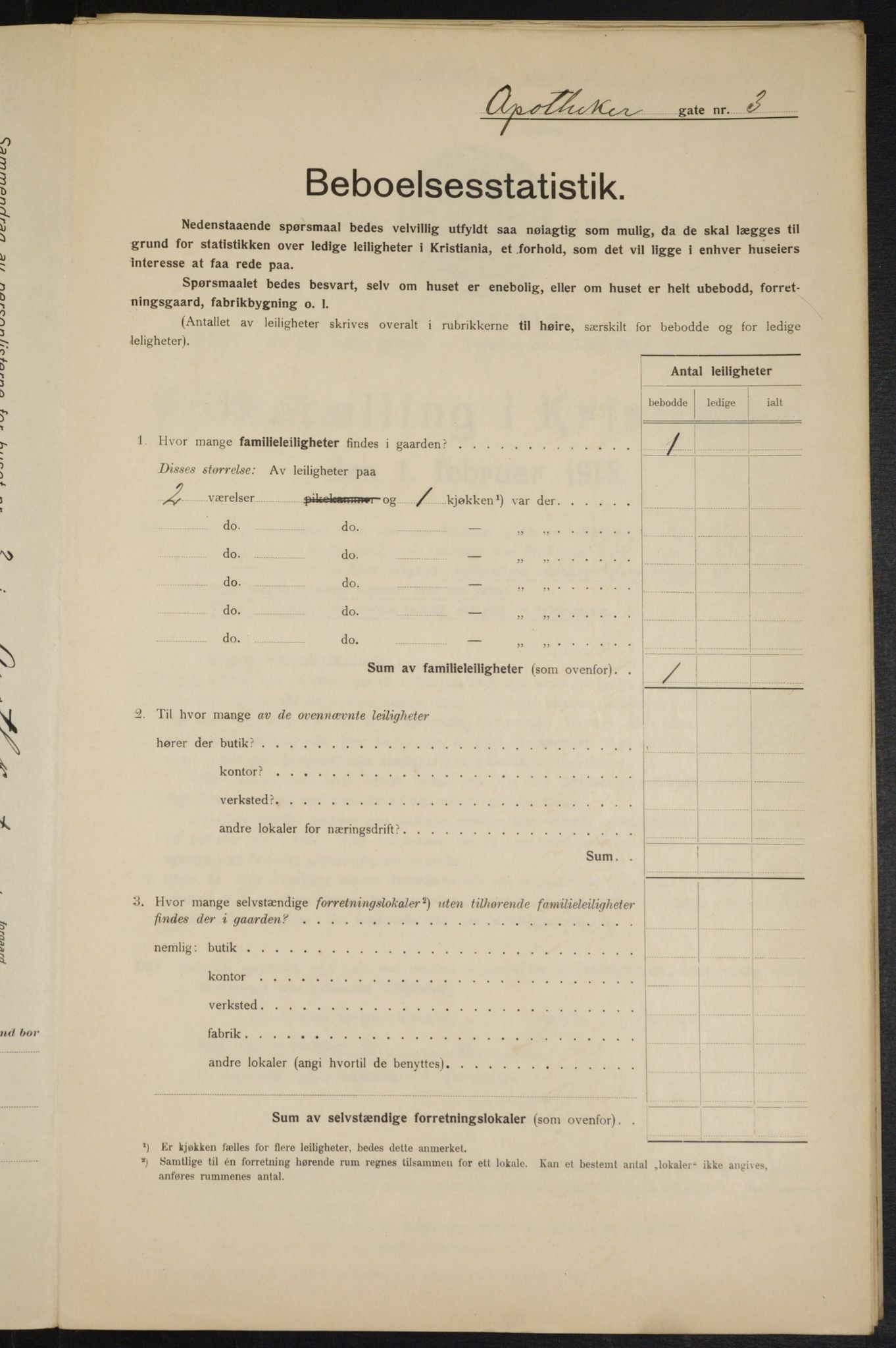 OBA, Municipal Census 1915 for Kristiania, 1915, p. 1375