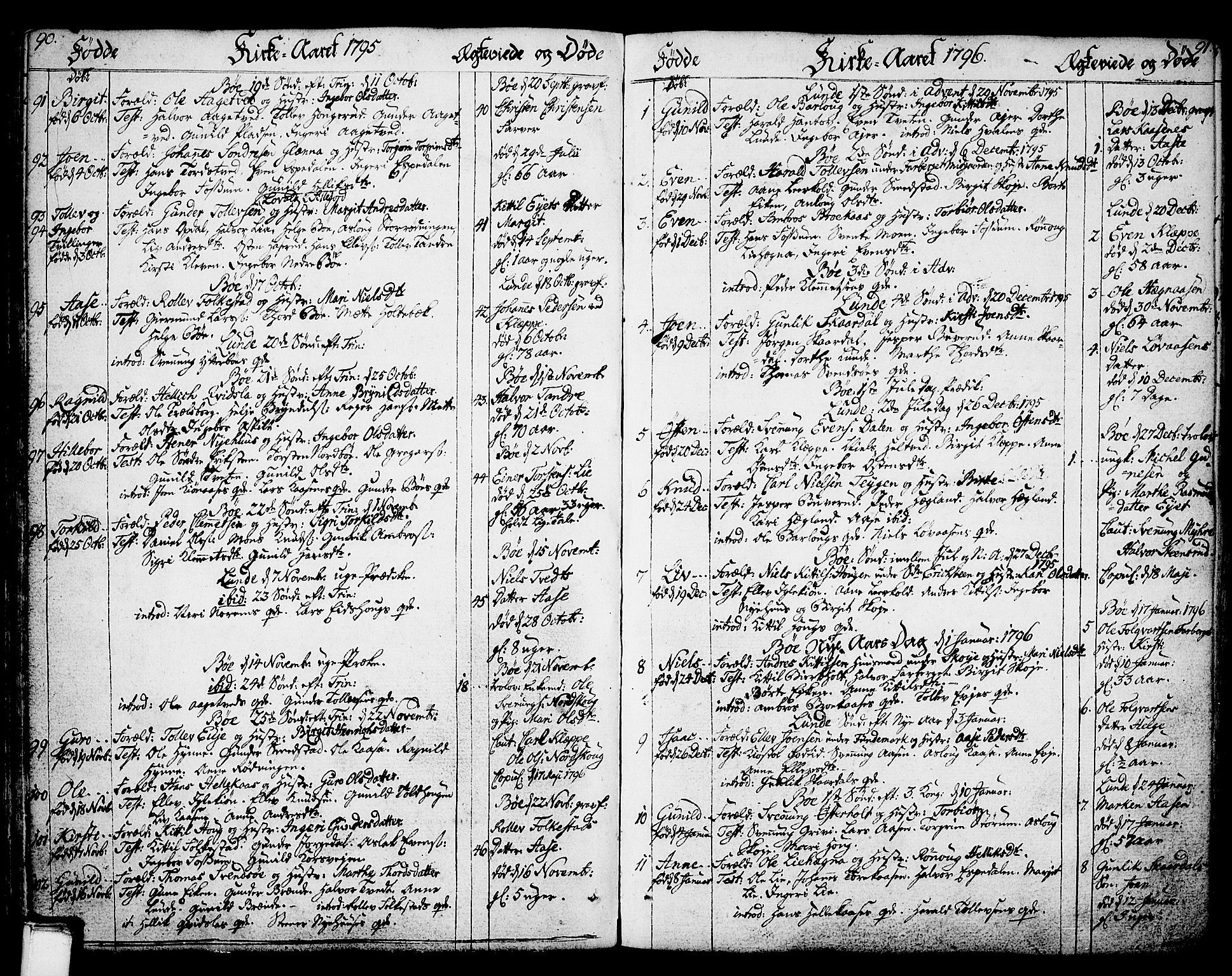 Bø kirkebøker, SAKO/A-257/F/Fa/L0005: Parish register (official) no. 5, 1785-1815, p. 90-91