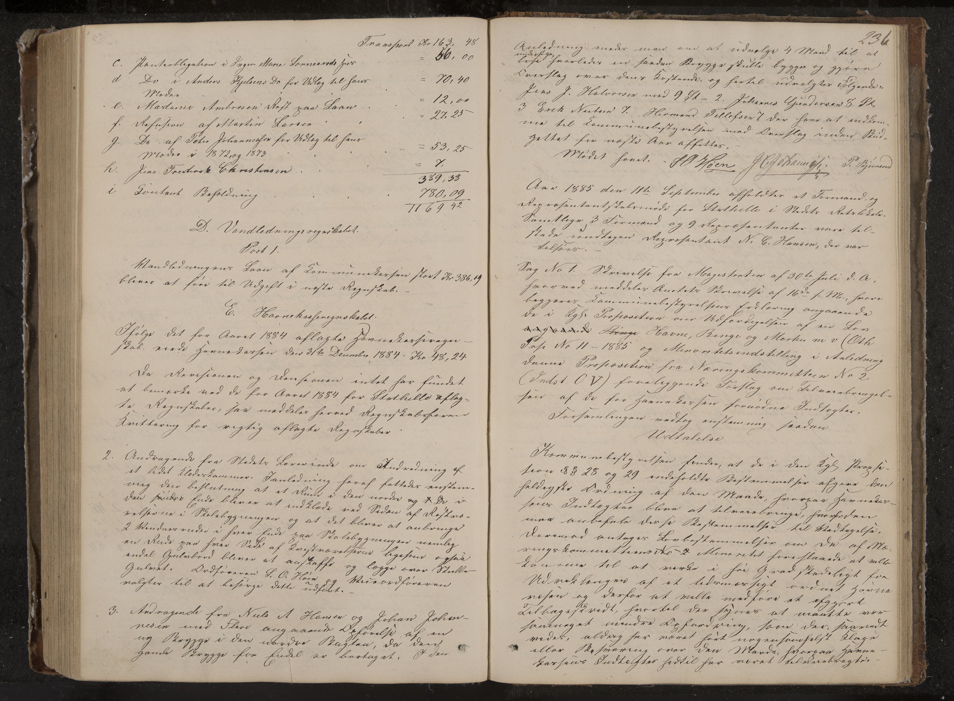 Stathelle formannskap og sentraladministrasjon, IKAK/0803021/A/L0001: Møtebok, 1852-1891, p. 236