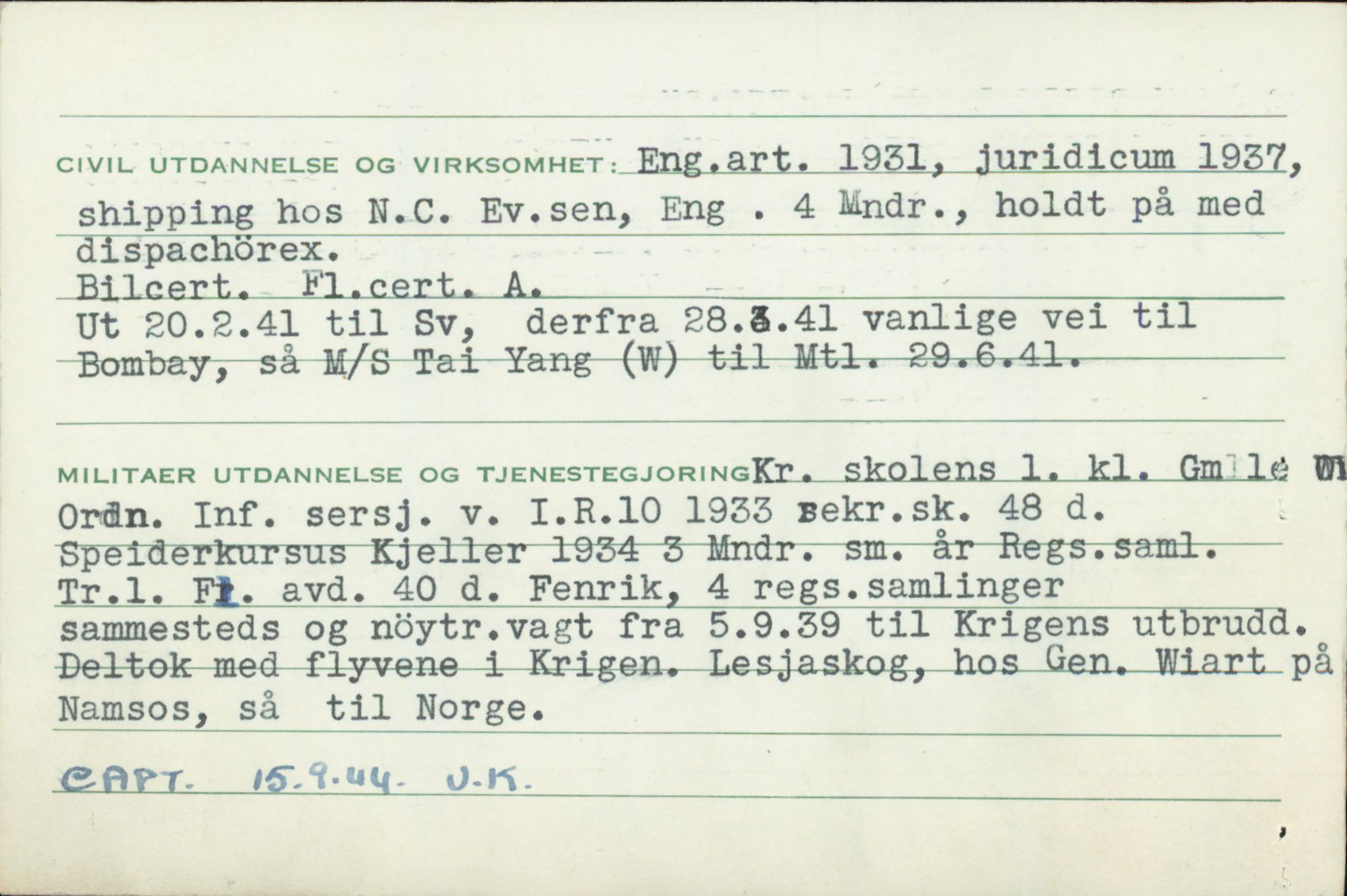 Forsvaret, Forsvarets overkommando/Luftforsvarsstaben, RA/RAFA-4079/P/Pa/L0029: Personellpapirer, 1912, p. 369