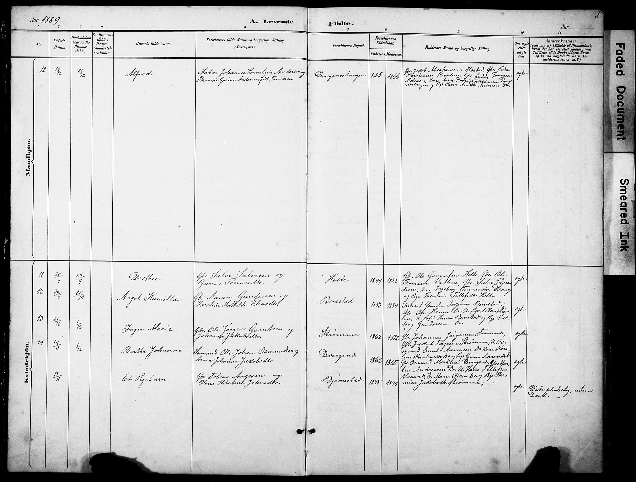 Oddernes sokneprestkontor, SAK/1111-0033/F/Fb/Fbb/L0002: Parish register (copy) no. B 2, 1889-1933, p. 3