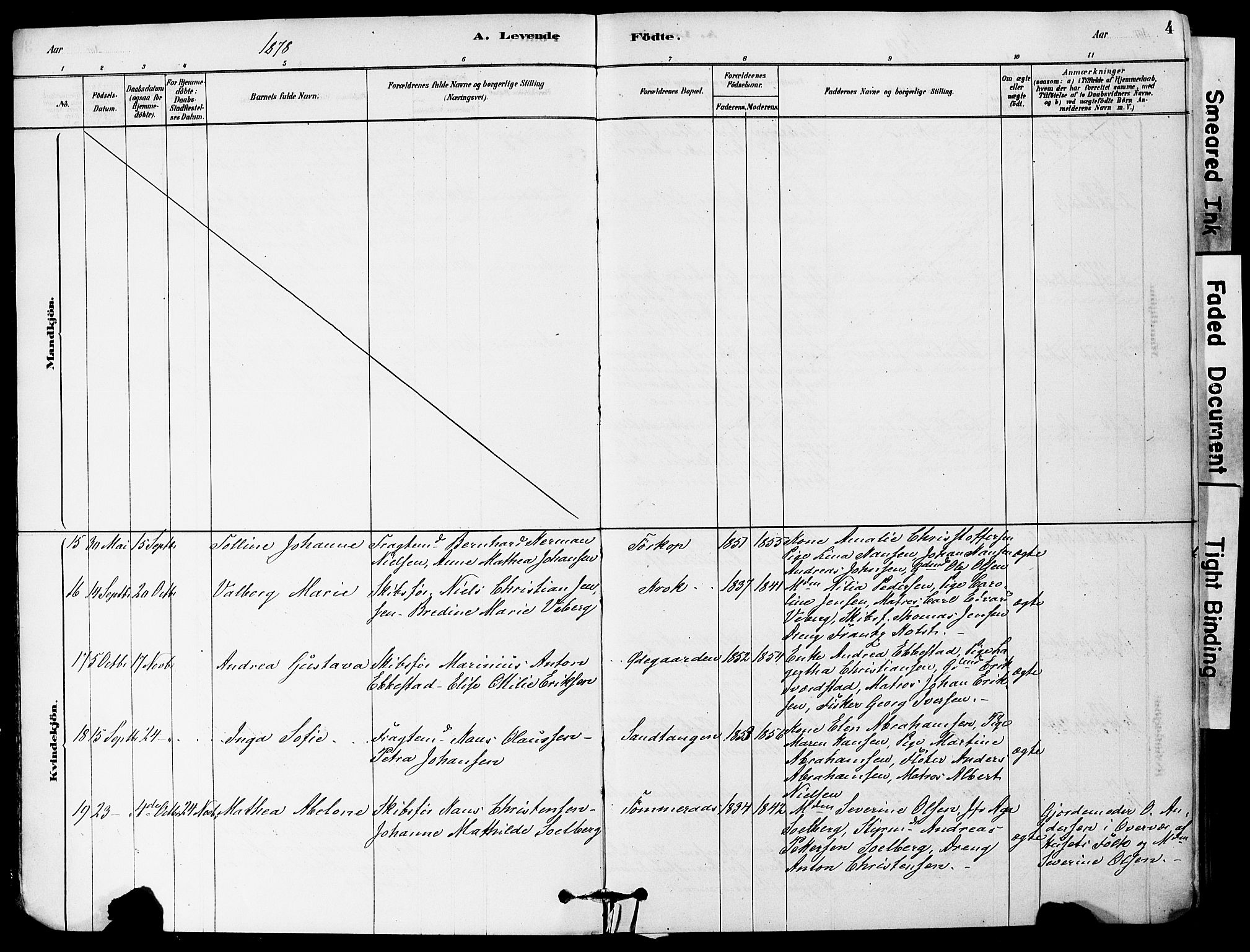 Strømm kirkebøker, AV/SAKO-A-322/F/Fa/L0004: Parish register (official) no. I 4, 1878-1899, p. 4